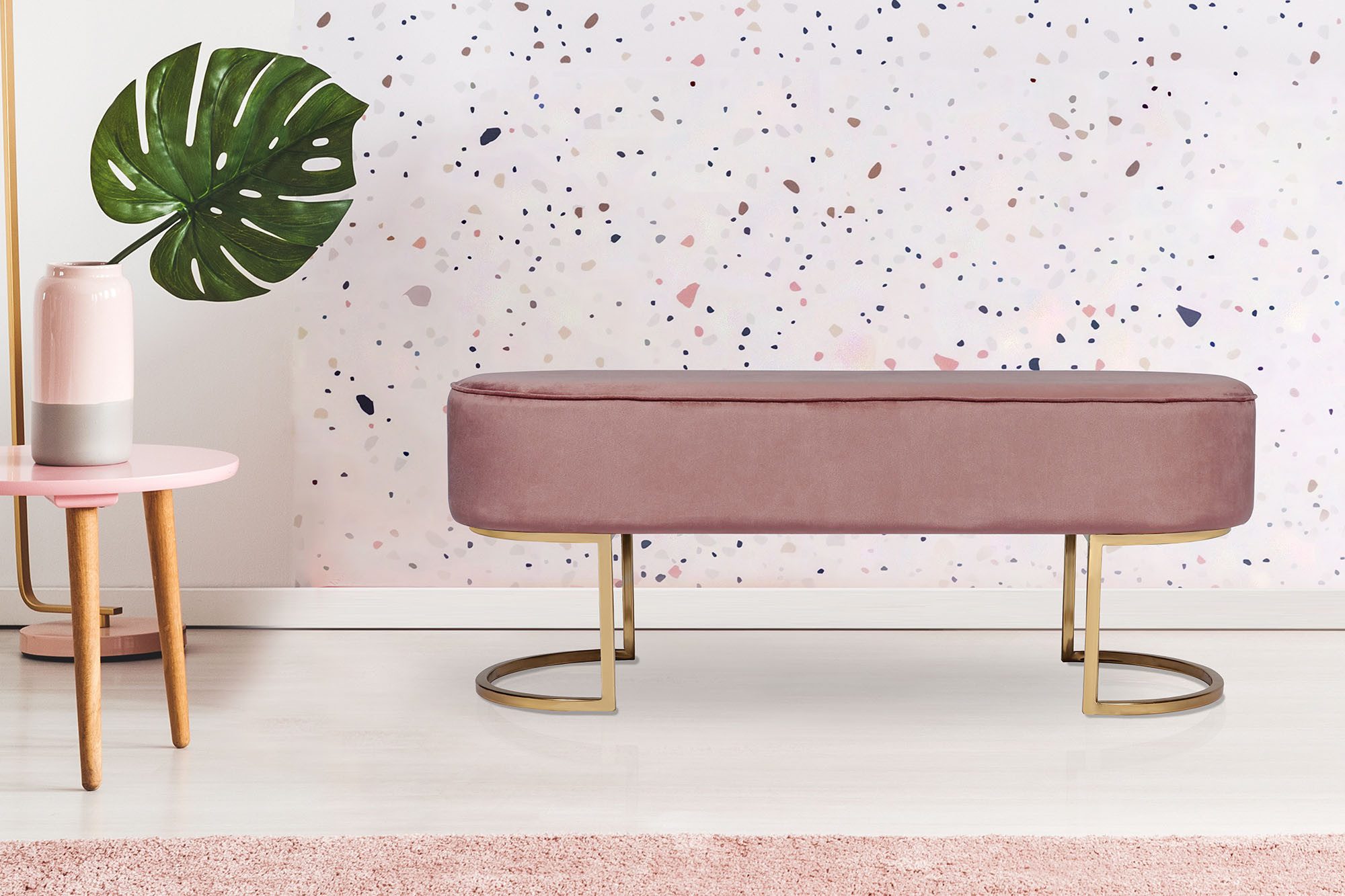 Kayoom Sitzbank Pera 225, Edler Touch durch goldenes Gestell, Gemütliche Polsterung (1-St), edles Design, bequem, samtweich, Dekorativ, Gemütliche Polsterung