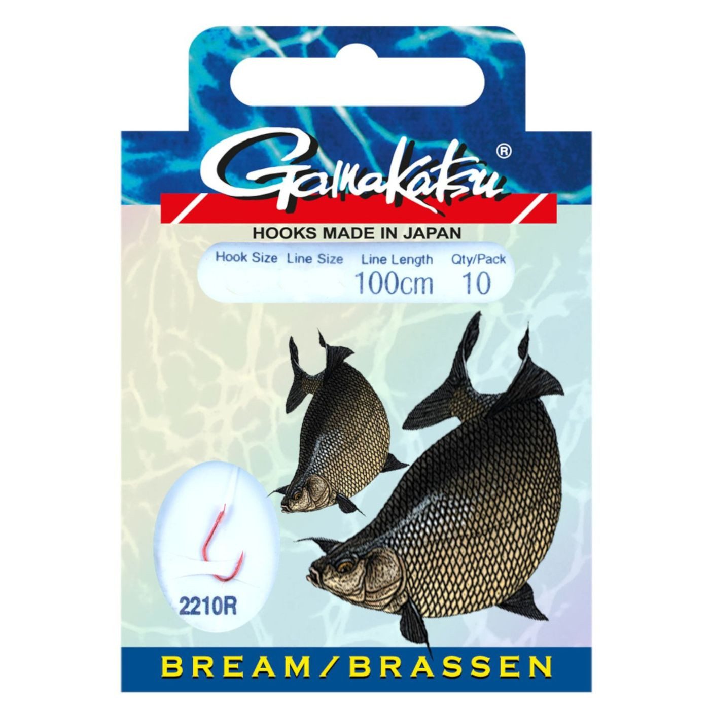 Stipphaken Gamakatsu Brassen LS-2210 100cm Rot - 10 gebundene Angelhaken