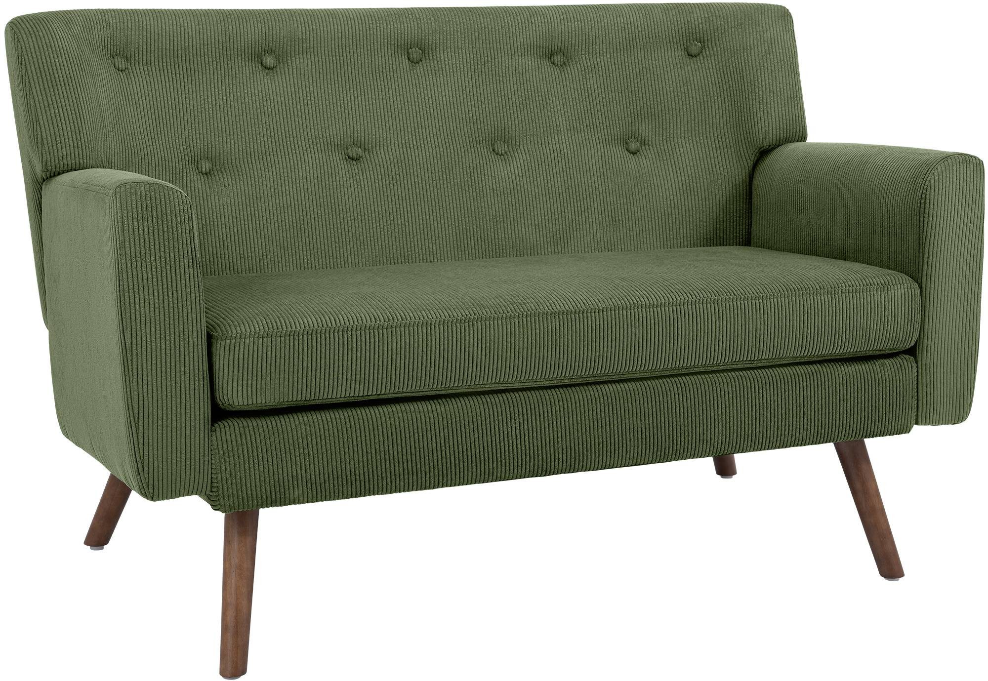 CLP Sofa Kioni, Cordbezug, Kautschukholz, bis 240 kg belastbar