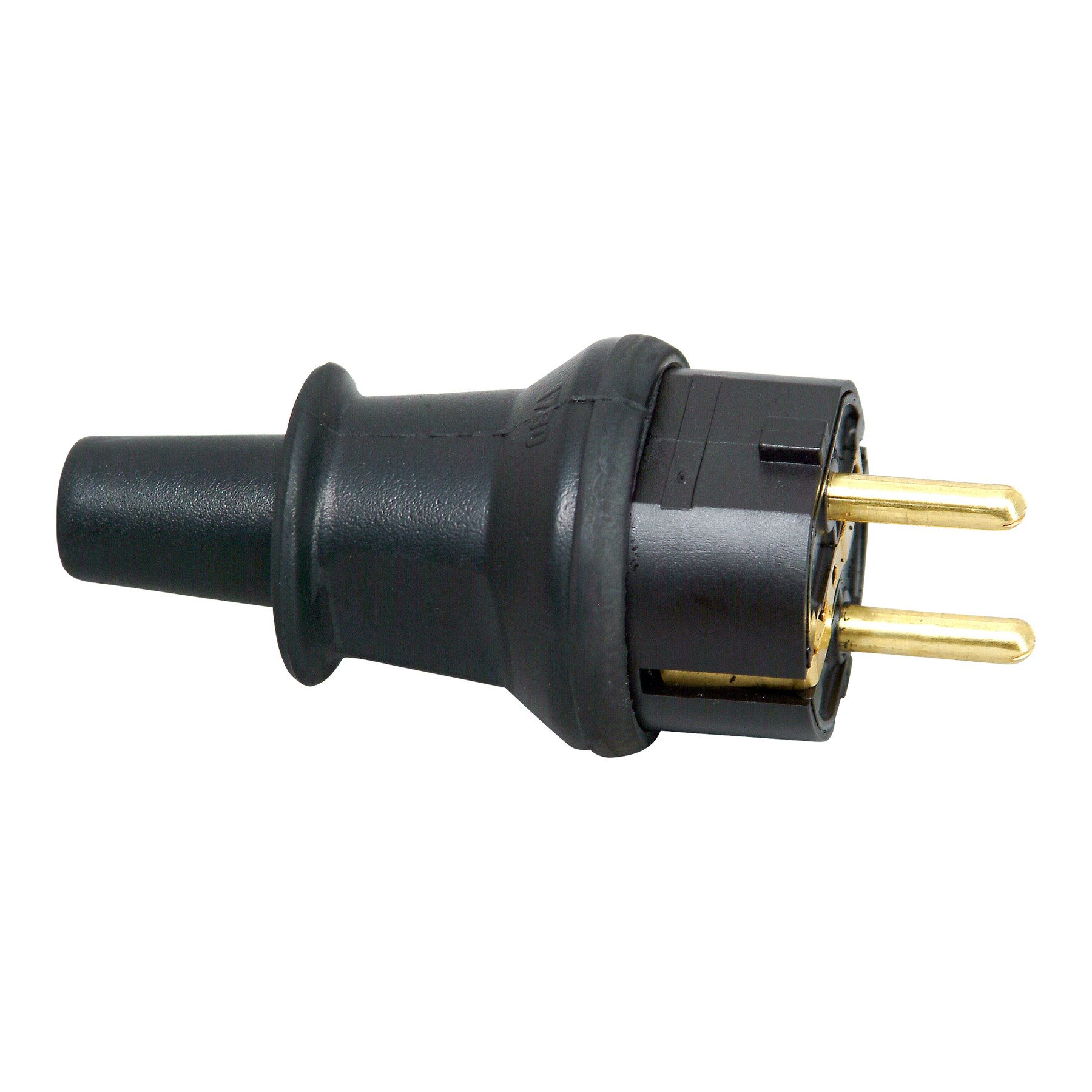 Kopp Schuko-Stecker KOPP Schutzkontakt-Stecker 173016008 groß, mit Knickschutz, schwarz