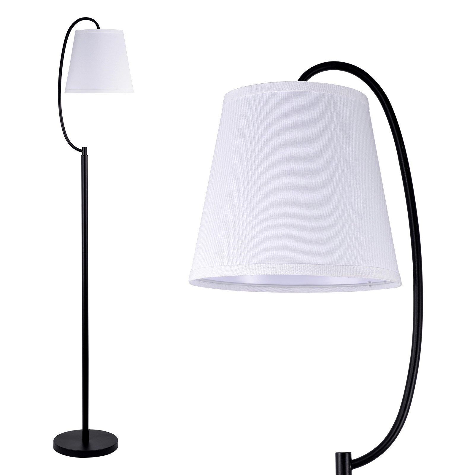 STANBOW Stehlampe Stehleuchten LED E27,Bogenlampe, Lampenschirm Stehlampen, Leselampe Wohnzimmer,Eckstehlampe für Büro Schlafzimmer Esszimmer
