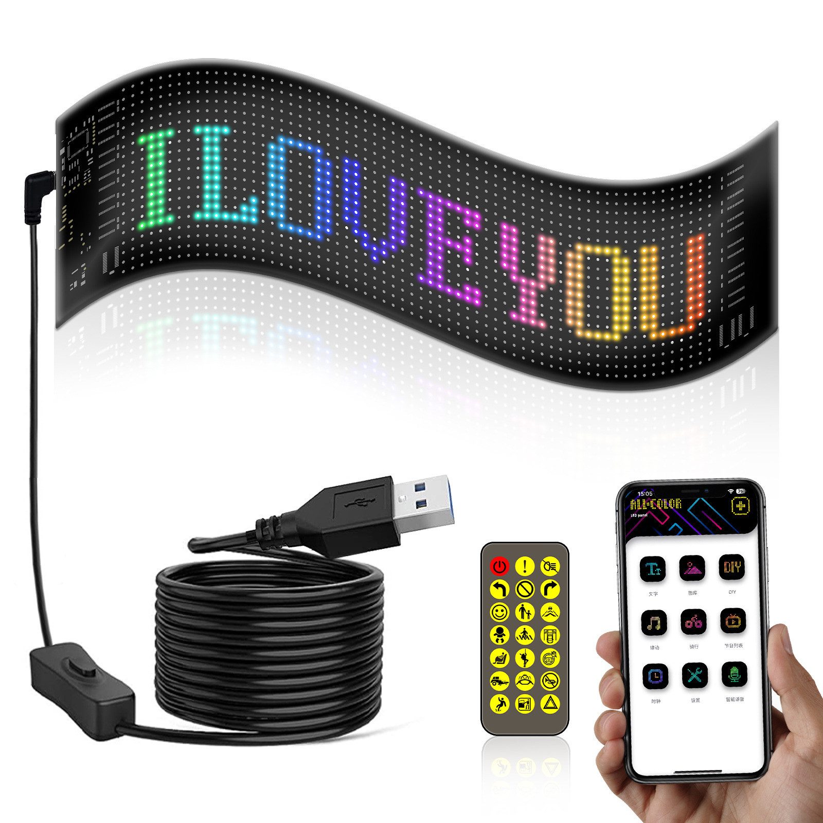 LED Dekolicht Dekolicht LED, Anzeigetafel mit Bluetooth-App,RGB LED Digital Display