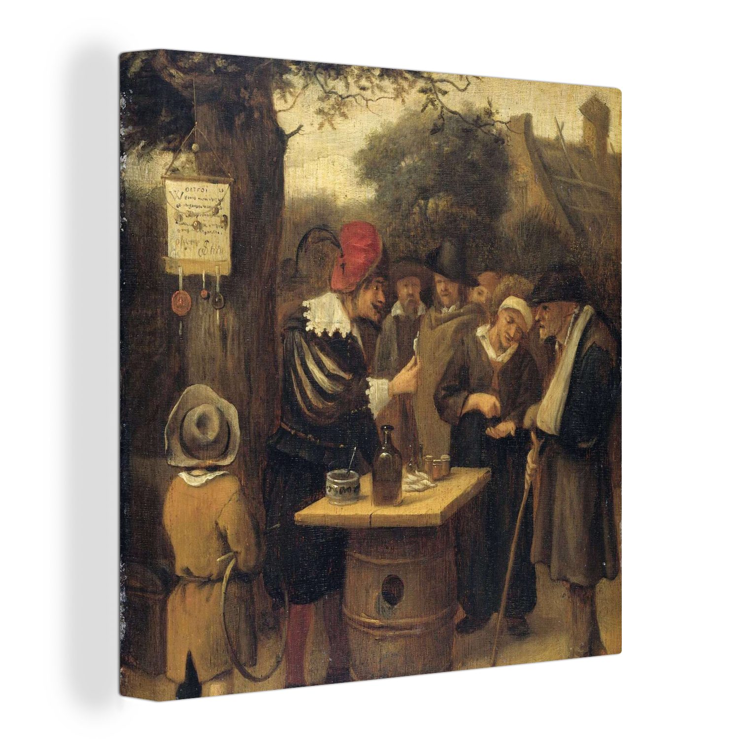 OneMillionCanvasses® Leinwandbild Der Quacksalber - Jan Steen, (1 St), Leinwand Bilder für Wohnzimmer Schlafzimmer