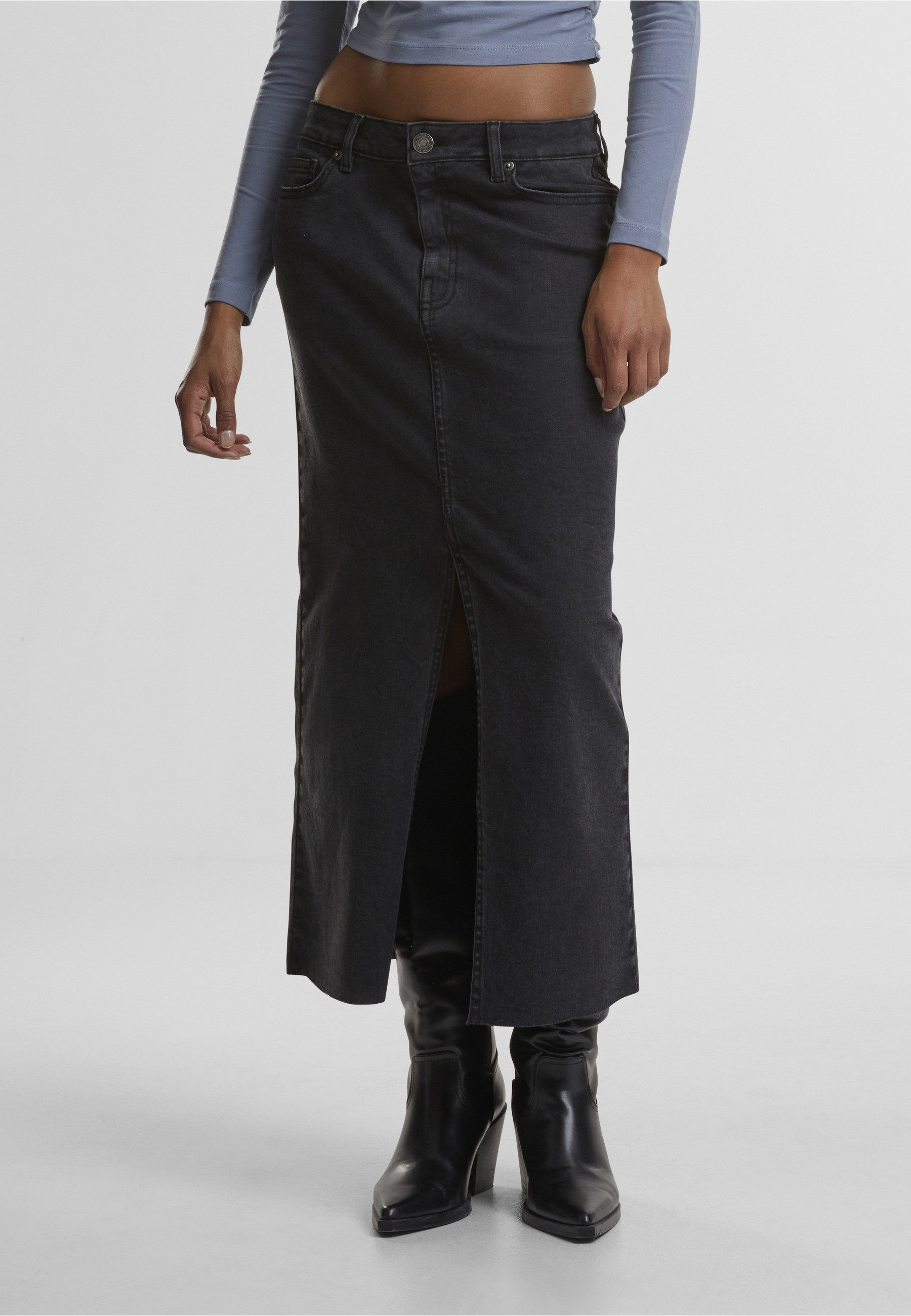 URBAN CLASSICS Sommerrock Urban Classics Ladies High Slit Denim Skirt (1-tlg)