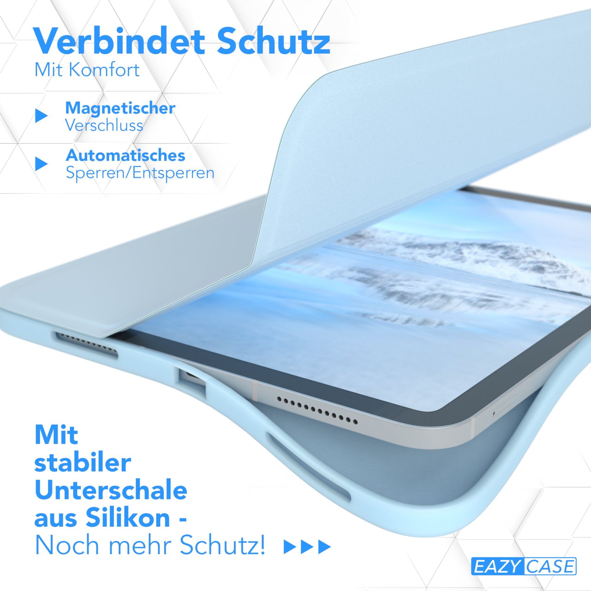 EAZY CASE Tablet-Hülle Penholder Smartcase für Apple iPad 2025 (11. Gen) 11 Zoll, Touchpen Stifthalterung Klappcase Anti-Kratz Tablet Tasche Hellblau – Bild 3 von 5