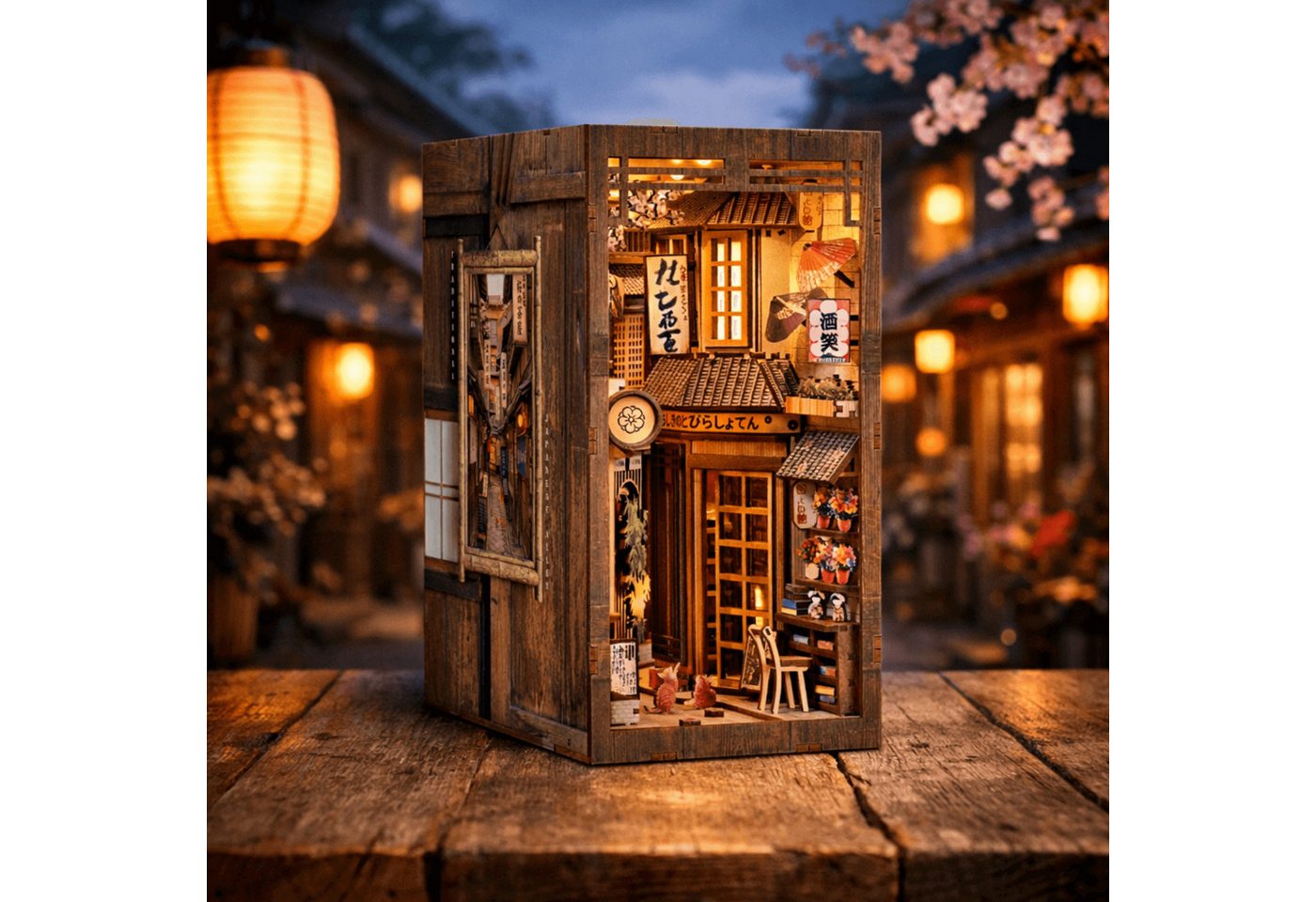 MagicHolz Buchstütze Traditional Japanese Alley Book Nook