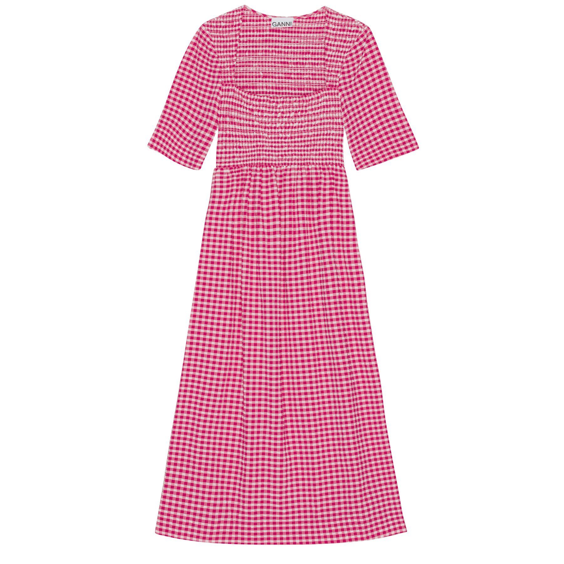 GANNI Midikleid Kleid SEERSUCKER SMOCK