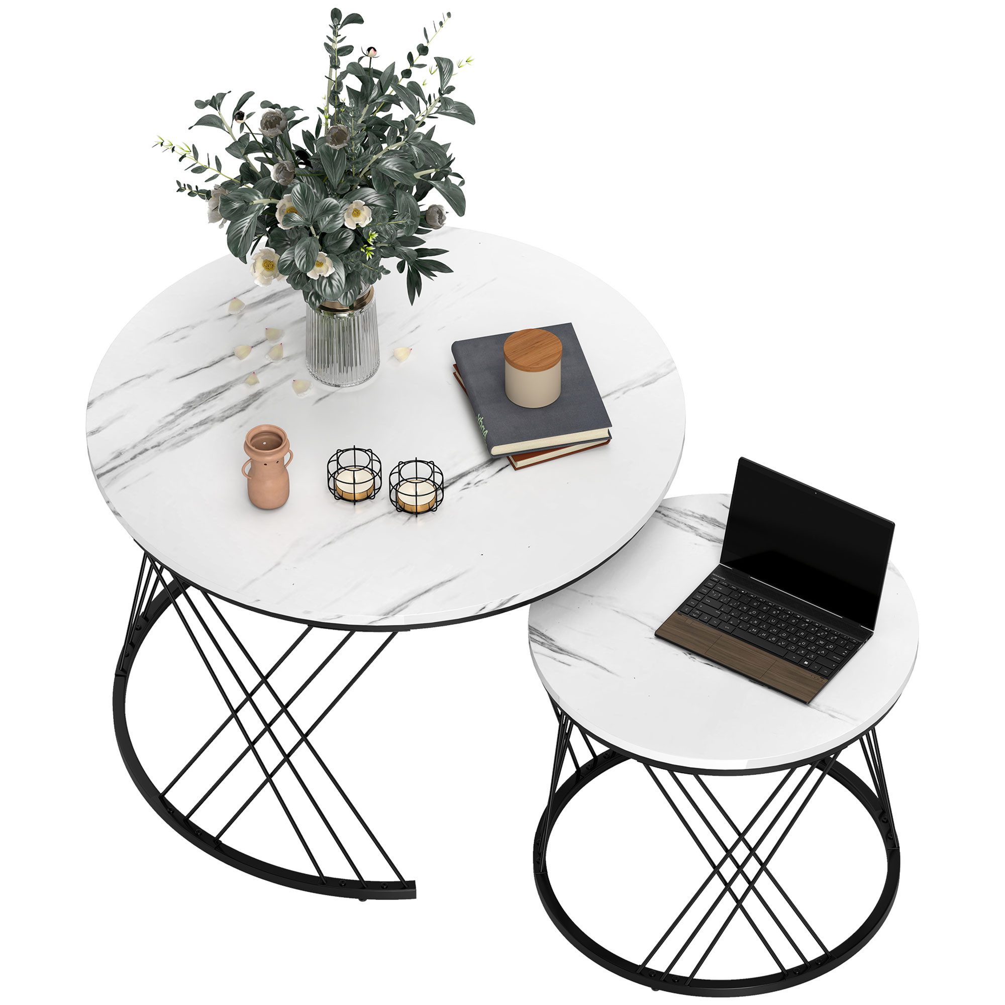 furnicato Beistelltisch Couchtische im 2er-Set, Marmoroptik, günstig online kaufen