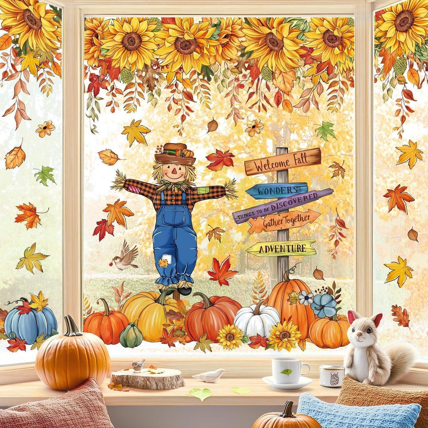 LuxusKollektion Fensterbild Fensterbilder Herbst Sonnenblumen Bordüre