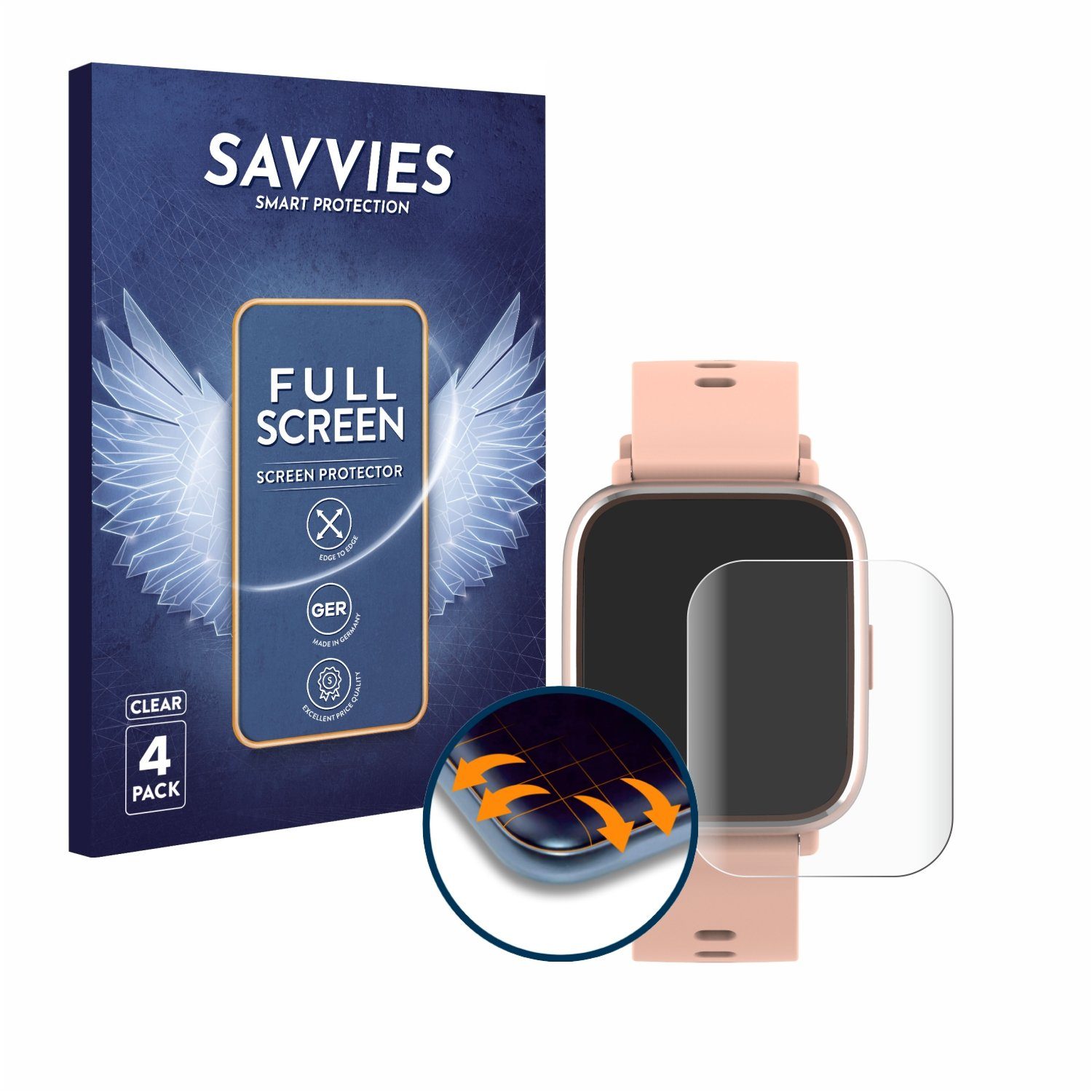 Savvies Full-Cover Schutzfolie für Denver SW-161, Displayschutzfolie, 4 Stück, 3D Curved klar