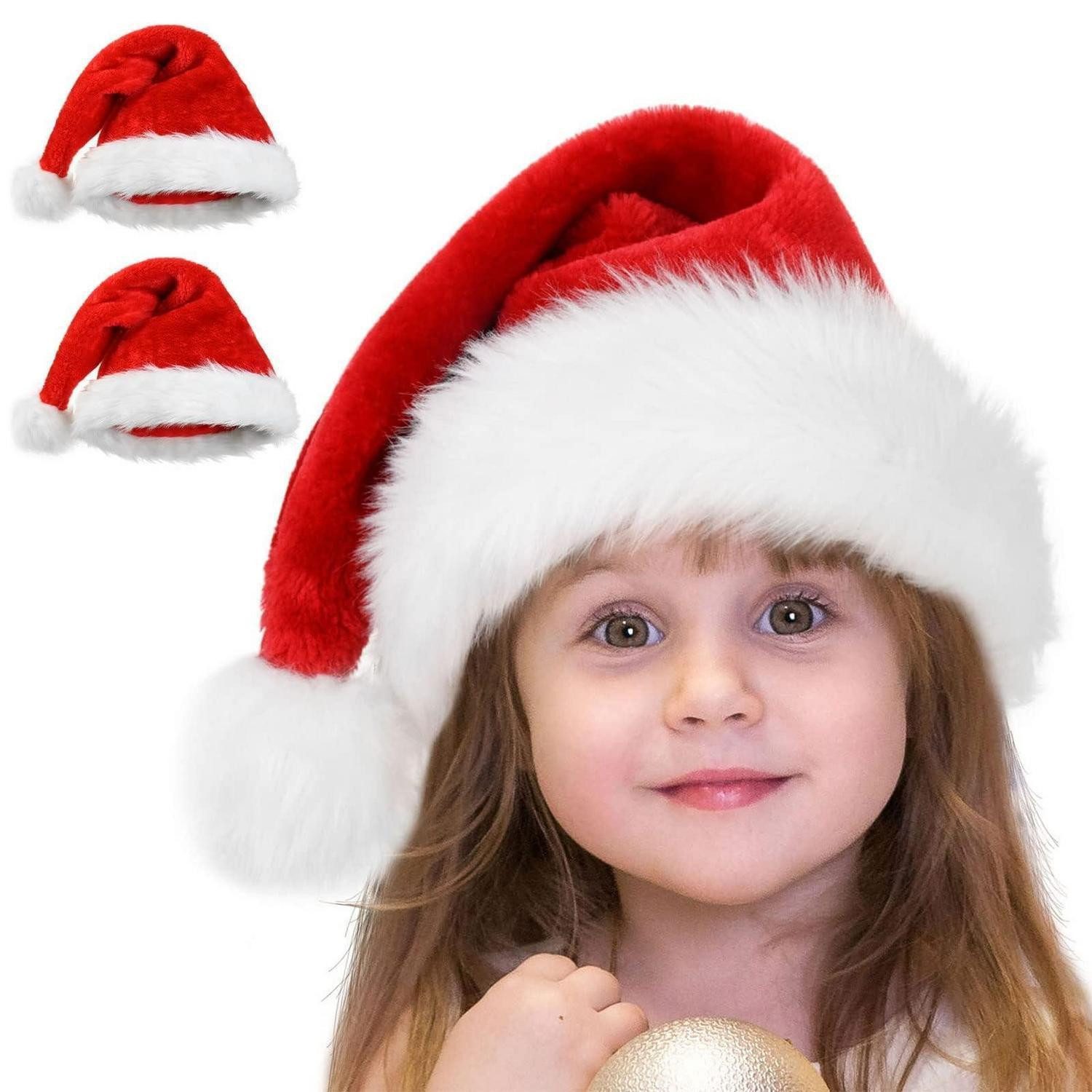 LuxusKollektion Kostüm Weihnachtsmütze Nikolausmütze Kinder Plüsch 2 Stück Rot