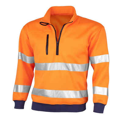 QUALITEX HIGH QUALITY WORKWEAR Sweatshirt signalfarbener Робочі пуловери für PROfessionals mit Zertifizierung (1-tlg) Warnschutz-Troyer - Atmungsaktiv - Strapazierfähig - Reflektion