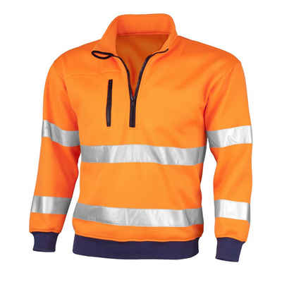 QUALITEX HIGH QUALITY WORKWEAR Sweatshirt signalfarbener Arbeitspullover für PROfessionals mit Zertifizierung (1-tlg) Warnschutz-Troyer - Atmungsaktiv - Strapazierfähig - Reflektion