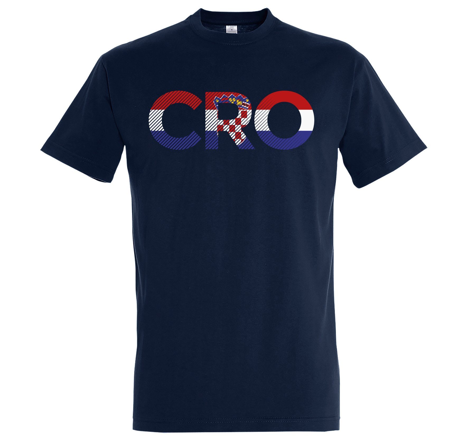 Youth Designz T-Shirt Kroatien Herren T-Shirt im Fußball Look mit CRO Frontprint Navy