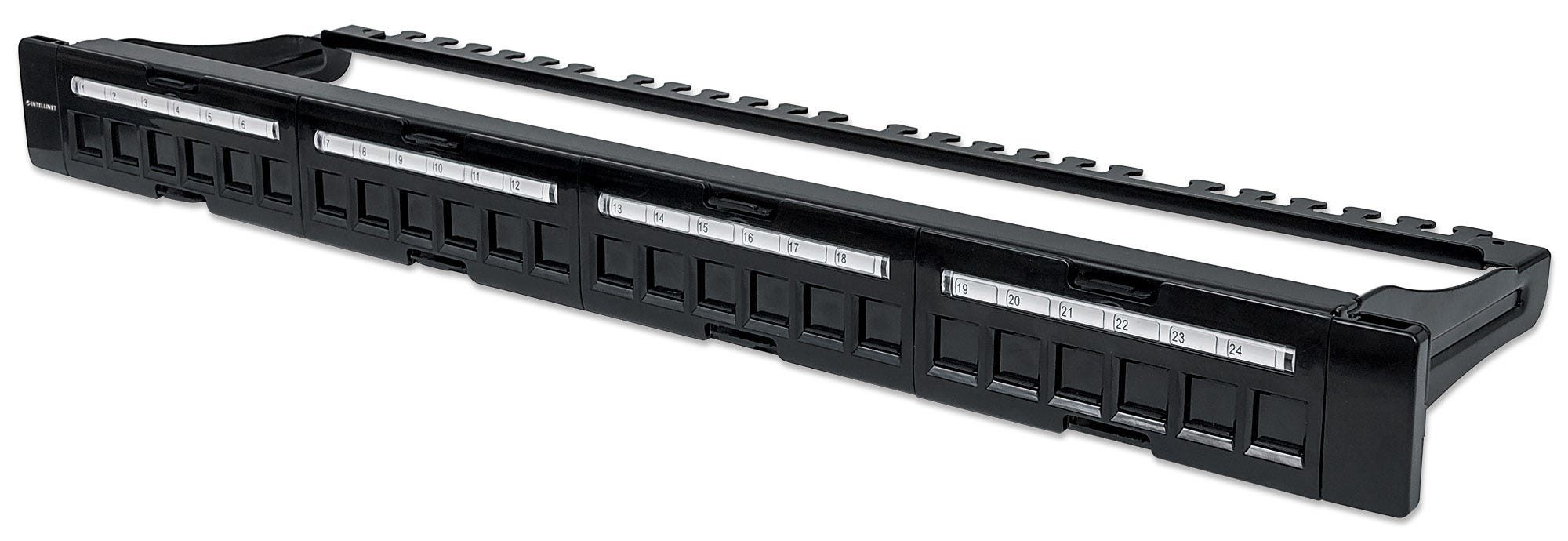 Intellinet Patchpanel,19",Blank,24Port,1U,Cable Manag.,Black Netzwerk-Patch-Panel