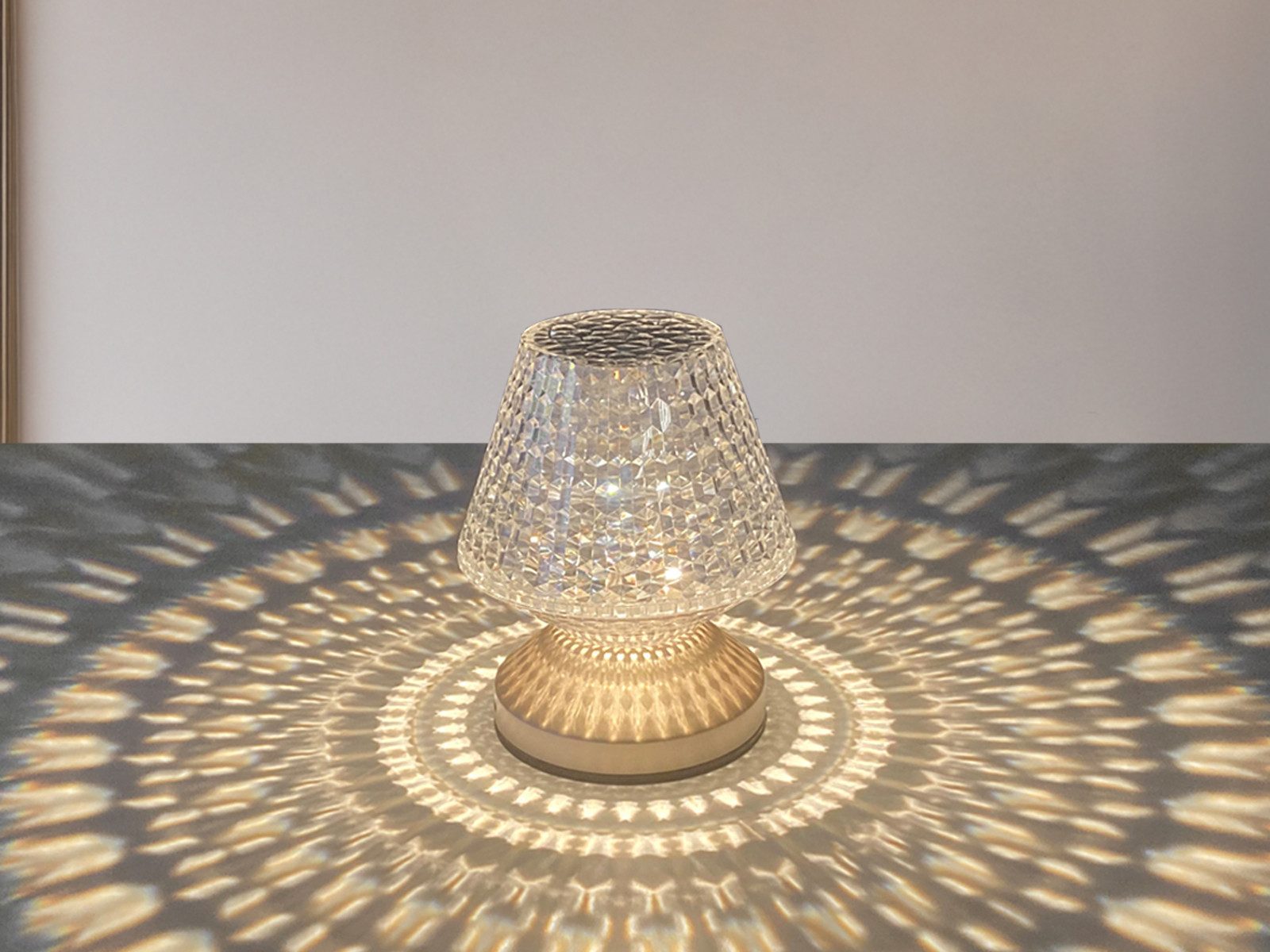 meineWunschleuchte USB-Tischleuchte mit Akku, Höhe 15cm, kleine aufladbare Tischlampe kabellos ohne Strom mit Touch Funktion