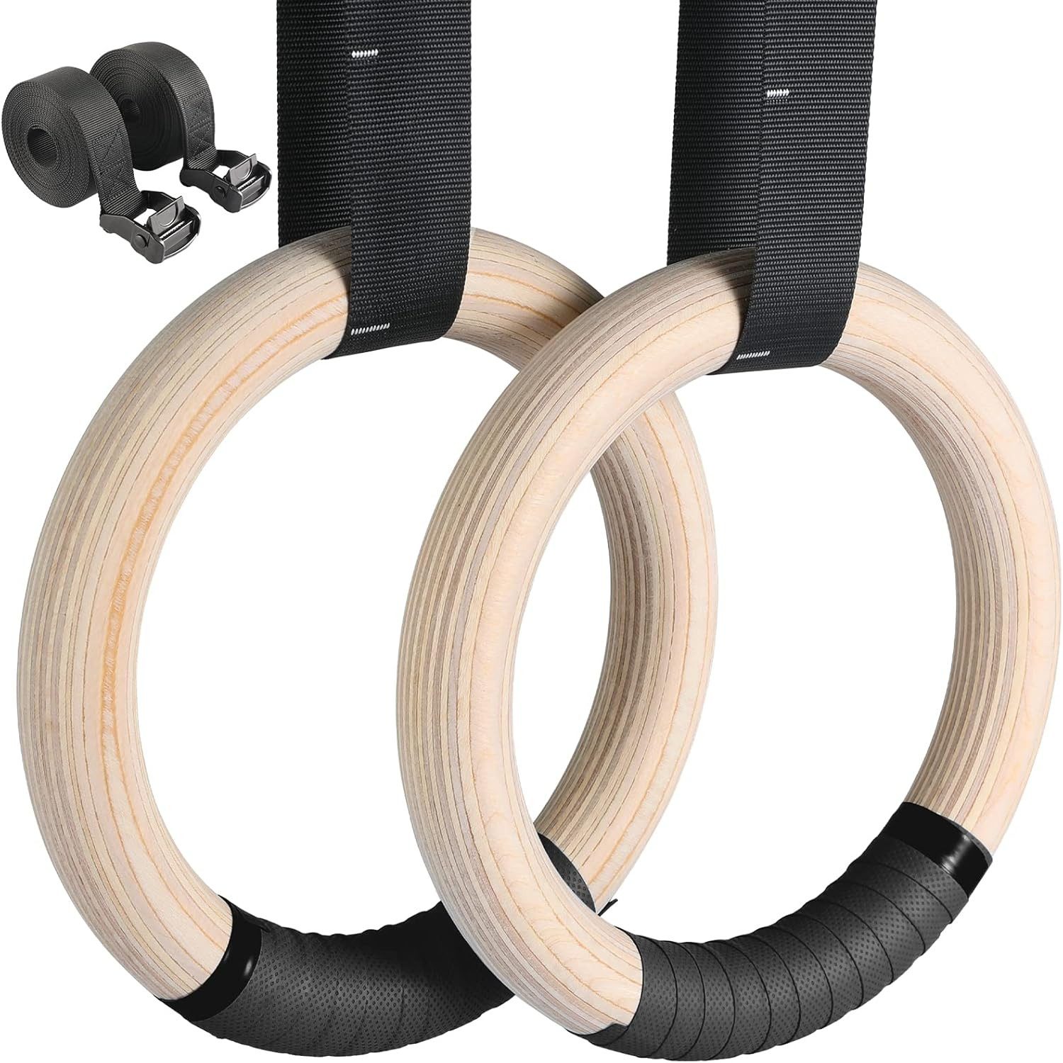 TLGREEN Turnring Gymnastikringe mit Griffband, (Verstellbaren Buckle Straps und Markierungen), Ringe Training für Full Body Workout