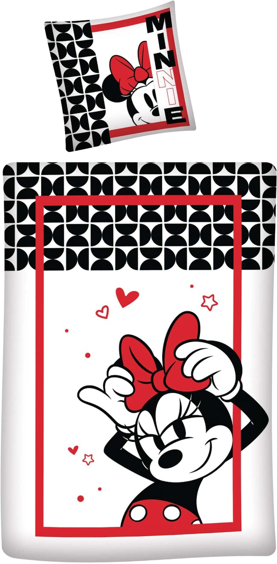 AY!Max Kinderbettwäsche Minnie in Love Bettwäsche weiß rot 135 x 200 cm, 80 x 80 cm, 2 teilig, Langlebig