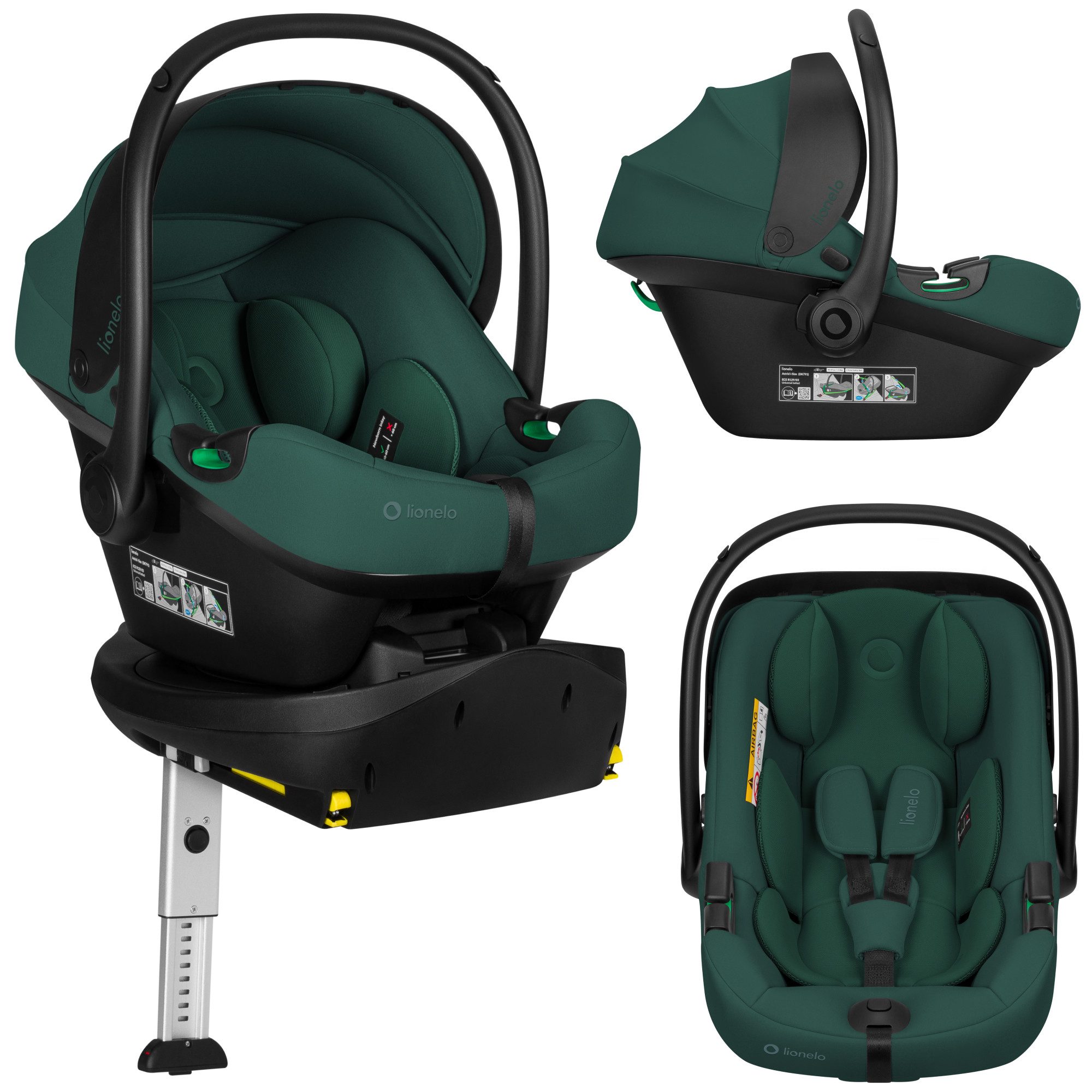 lionelo Autokindersitz ASTRID I-SIZE SET PLUS, ab: ab Geburt, bis: bis ca. 2 Jahre, ab: 40 cm, bis: 87 cm, (Babyschale + drehbare ISOFIX-Basis), 180°Drehung/Memory Foam/Dri-Seat/Seitenaufprallschutz/ISOFIX