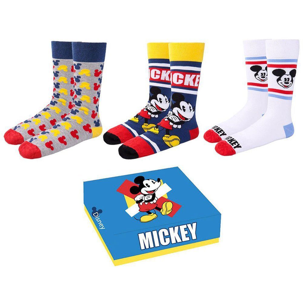 Metamorph Socken Disney – Micky Maus Socken 3er-Pack Drei Paar Socken mit ikonischen Micky-Motiven im Geschenkkarton