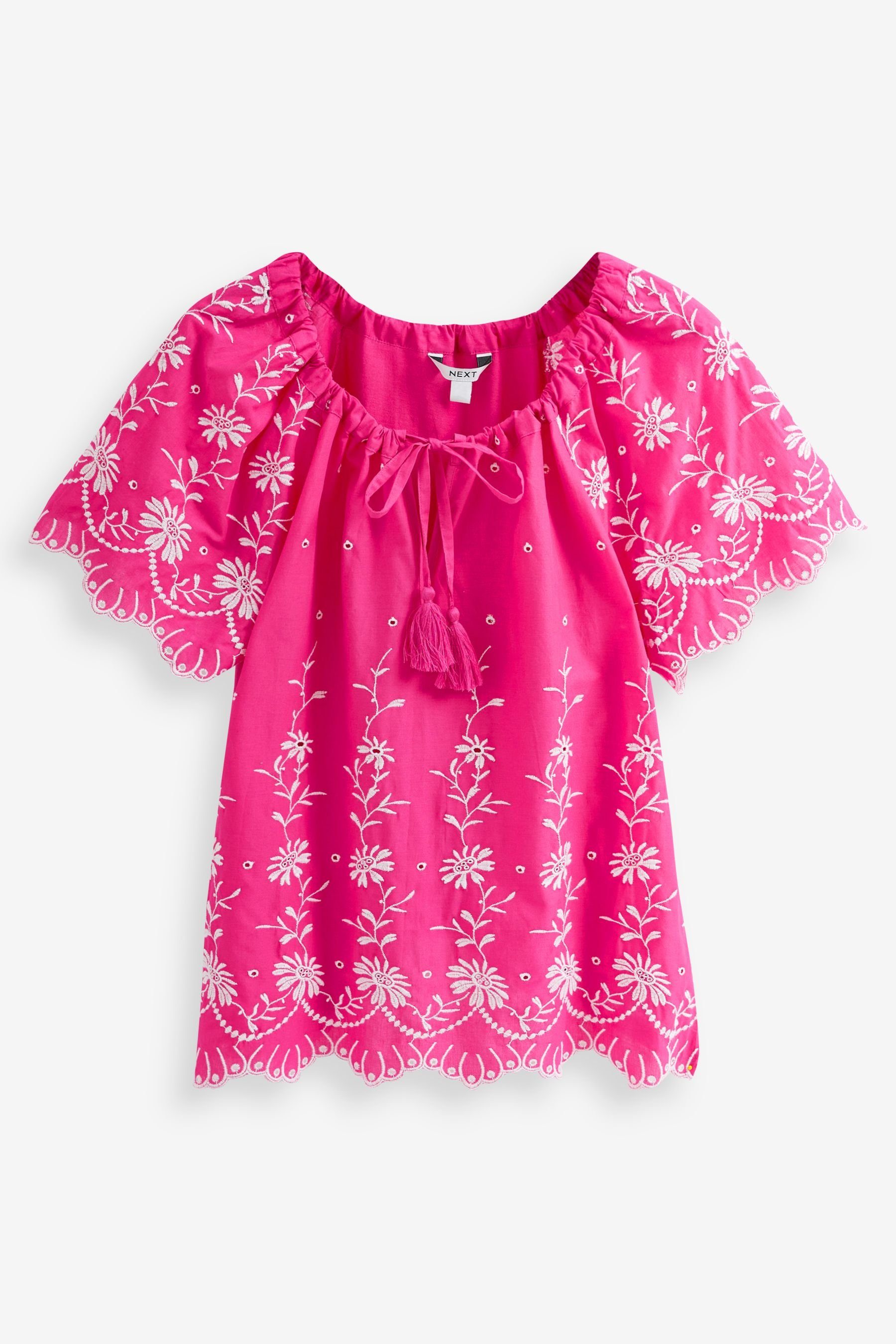 Next Blusenshirt Kaftan-Oberteil mit Stickerei aus Webmaterial (1-tlg)