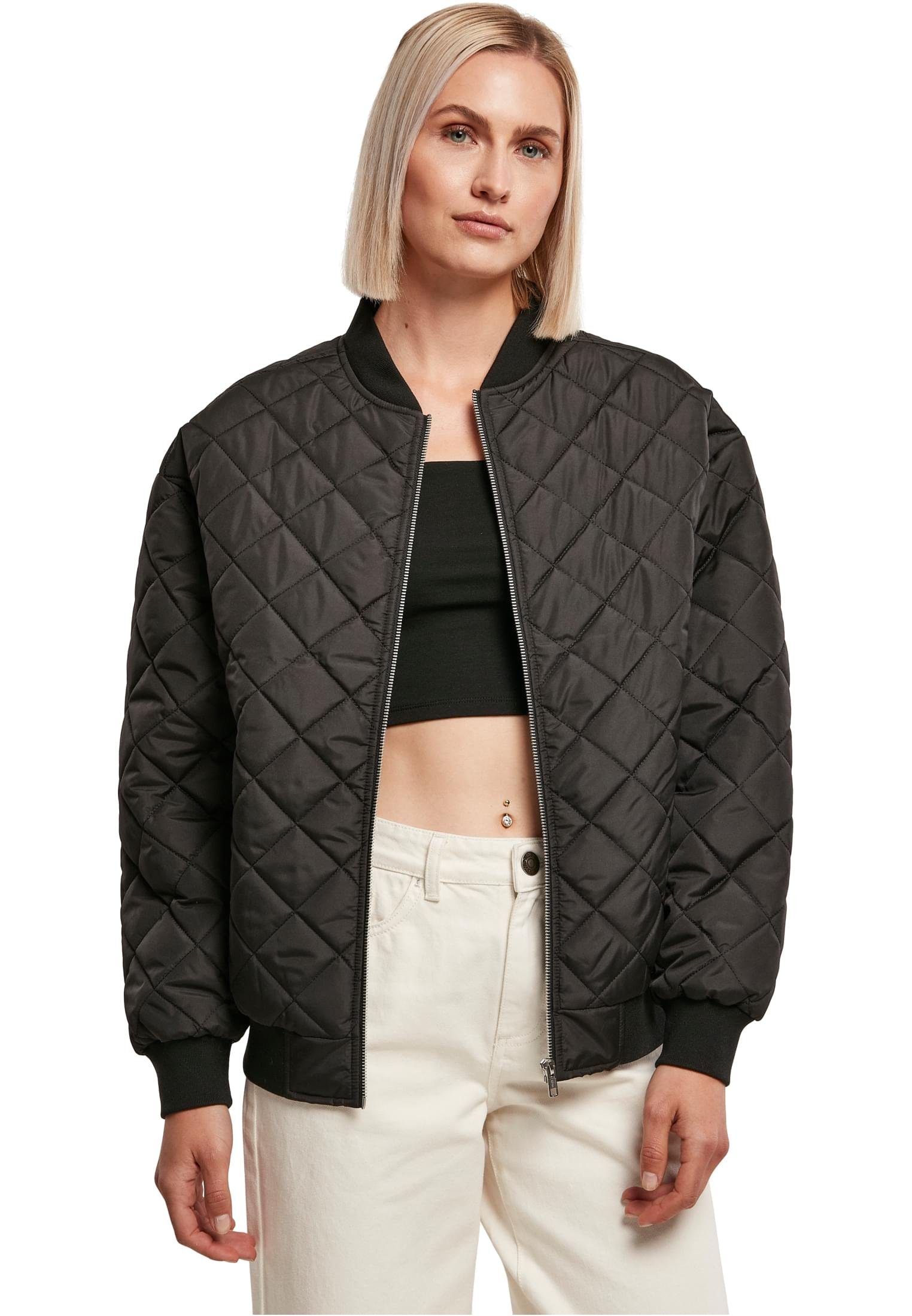 URBAN CLASSICS Sommerjacke Damen Quilted black (1-St) Bomber Oversized Diamond Ladies Jacket