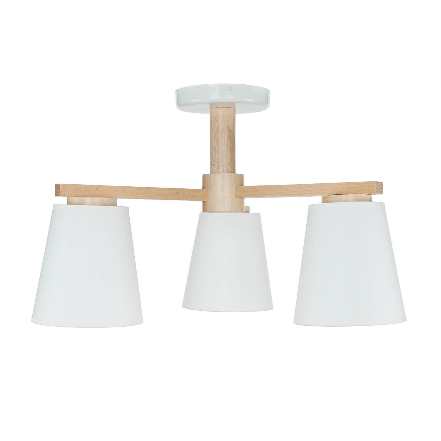 Licht-Erlebnisse Deckenleuchte MAIDEL, ohne Leuchtmittel, Weiße Deckenleuchte Stoffschirm Holz skandinavisch Flurlampe Lampe