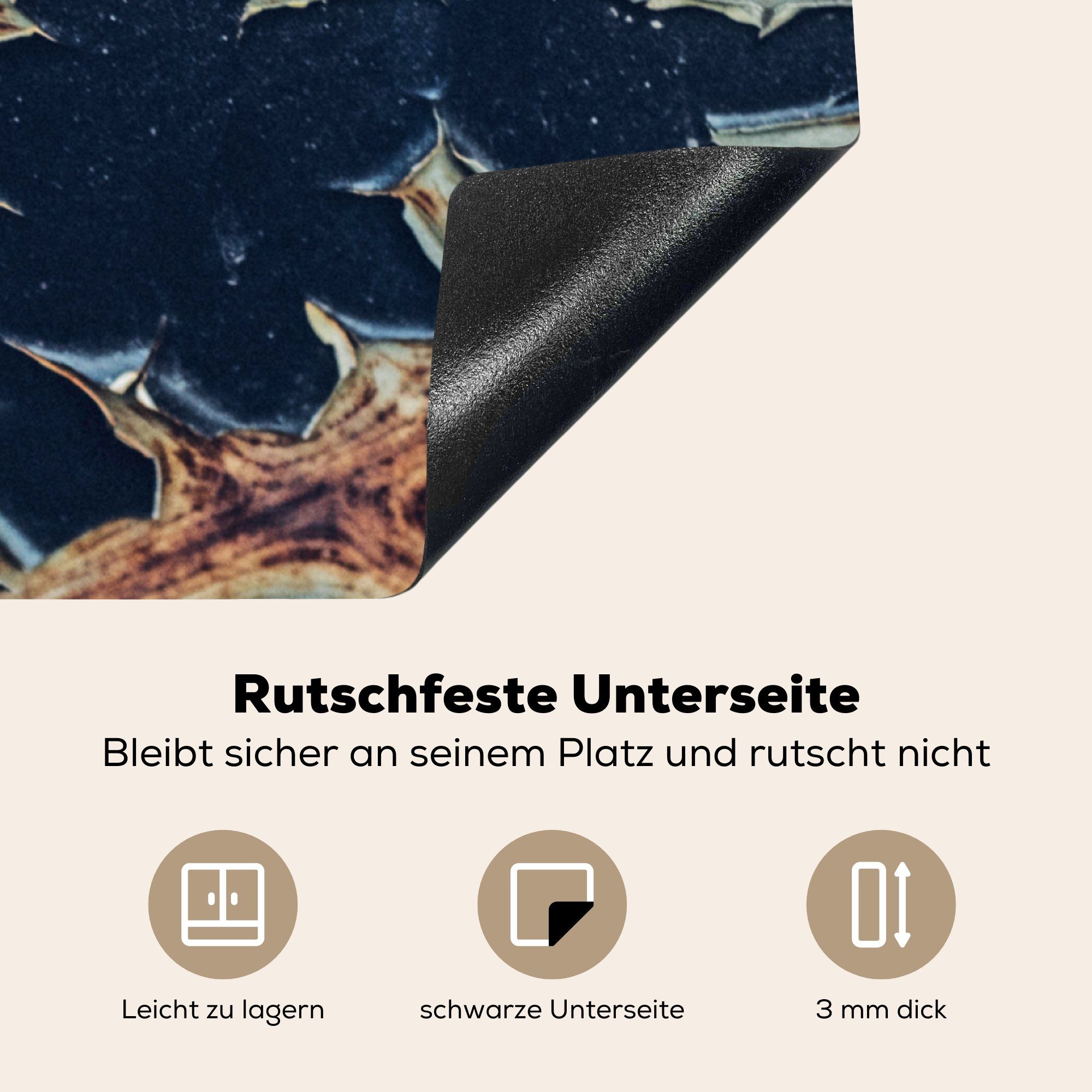 MuchoWow Herdblende-/Abdeckplatte Rost - Blau Arbeitsplatte für (1 78x78 tlg), Gelb, cm, Vinyl, - küche Ceranfeldabdeckung