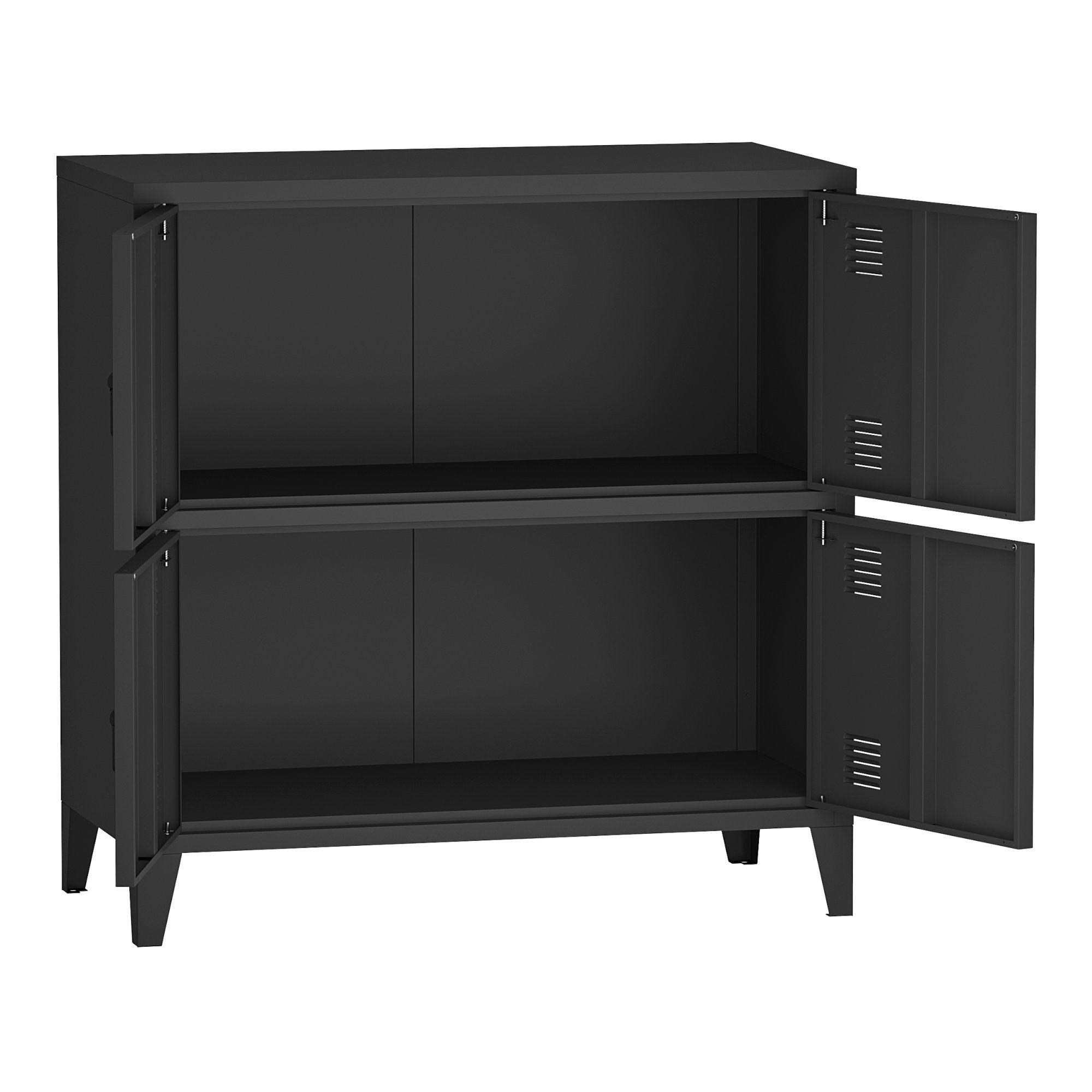 en.casa Mehrzweckschrank »Hamina« Büroschrank mit 4 Türen 80x40x82 cm Schwarz