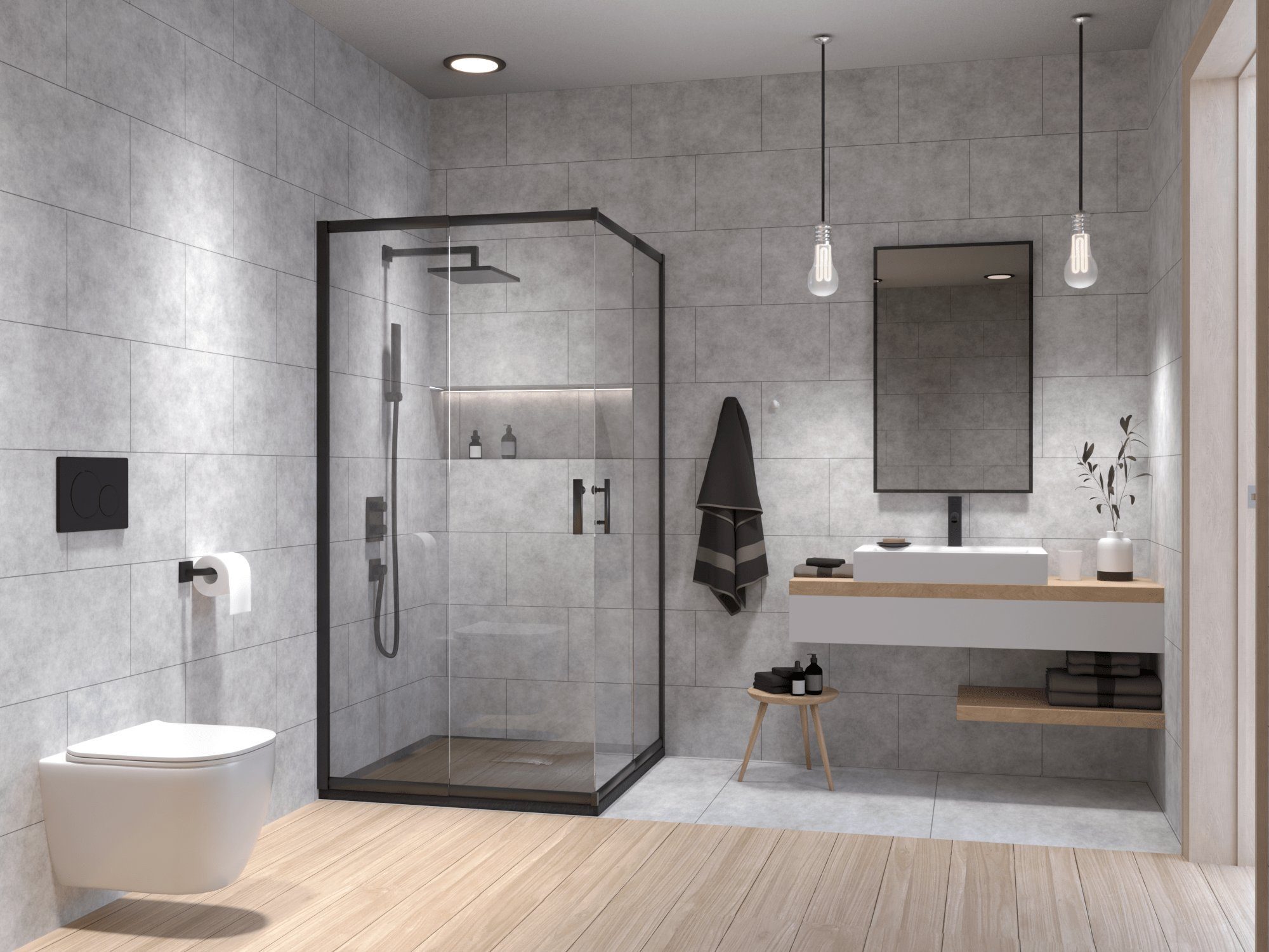 KOLMAN Eckdusche HELA Schwarz 80x80 190 günstig online kaufen