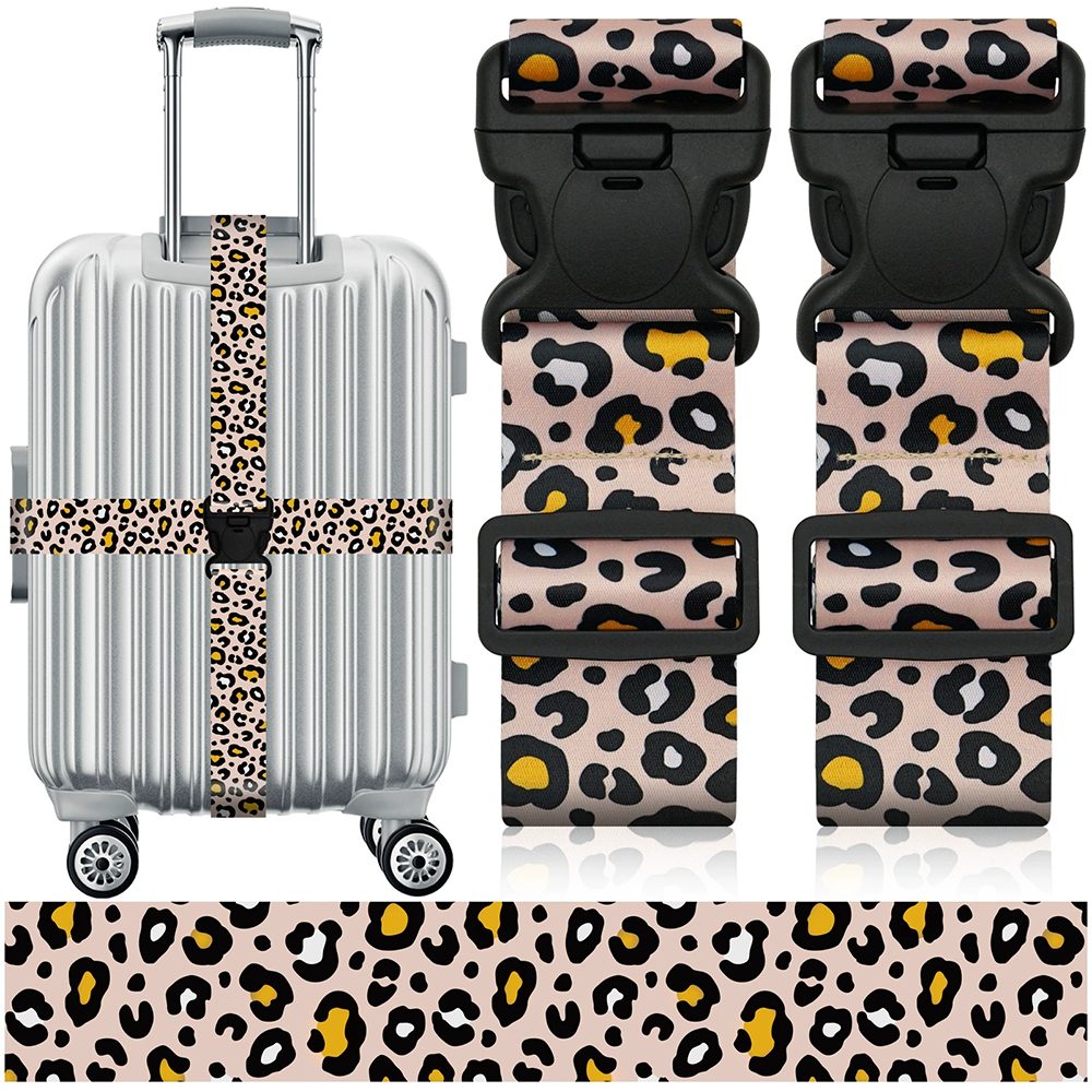 Agger Koffergurt 2er-Set Gepäckgurt Verstellbar,Leopardenmuster, für Reisen, (2-tlg), personalisierte Kofferbänder, robuste Kofferbänder, Schnellverschluss