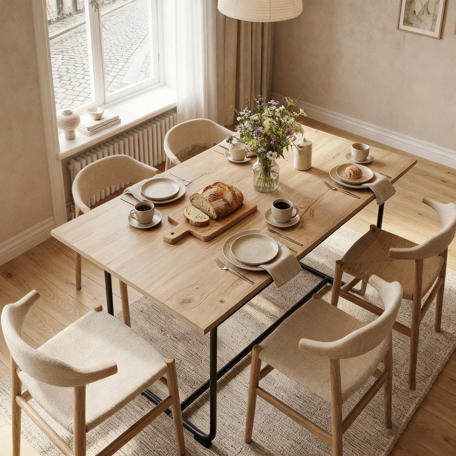 B&D home Esstisch LIO, Metallgestell schwarz oder weiß, ausziehbar, 4-6 Per günstig online kaufen