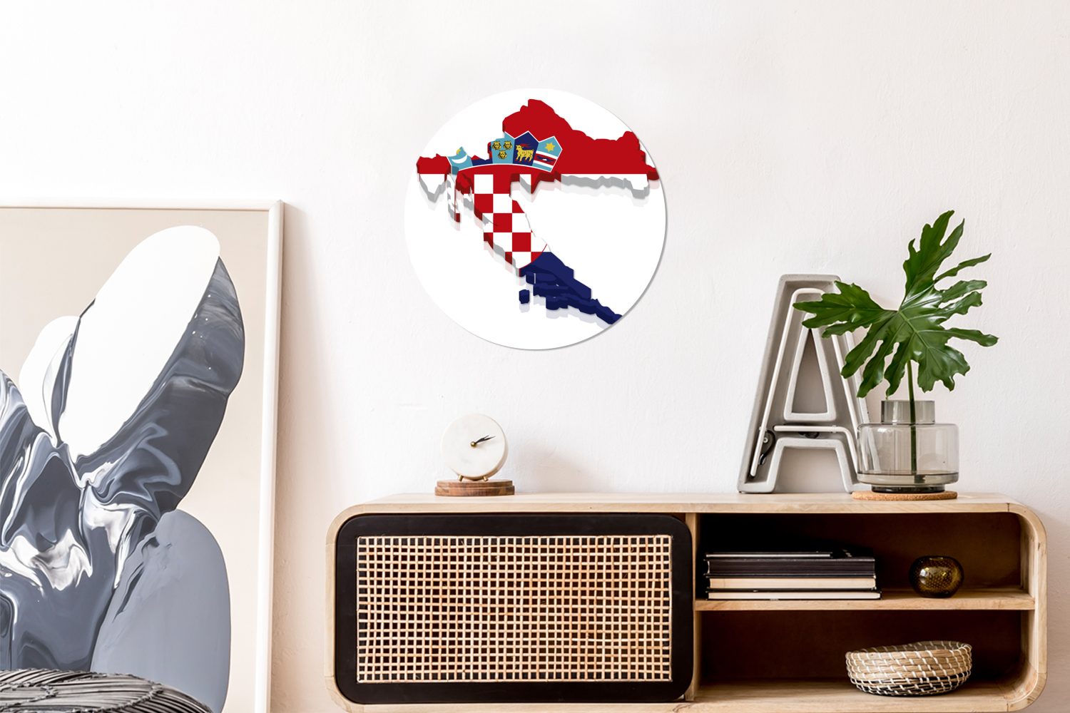 Wohnzimmer, Die Wanddekoration von St), Rundes (1 cm Form die Kreis Gemälde Forex, 30x30 MuchoWow Kroatien, Wandbild, Nationalflagge und