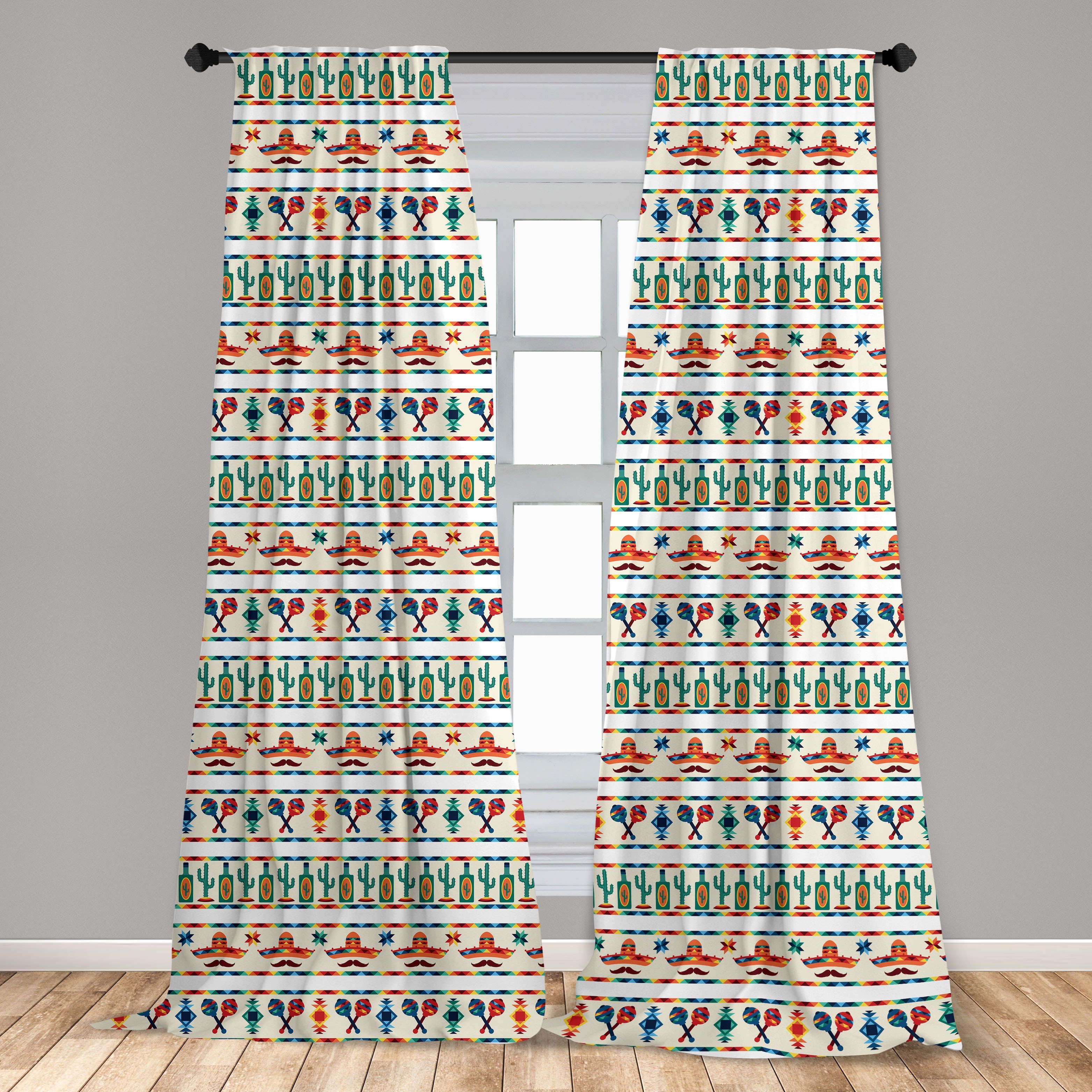 Gardine Vorhang für Wohnzimmer Schlafzimmer Microfaser, kulturelle Mexikaner Einheimische Grenzen Abakuhaus, Dekor