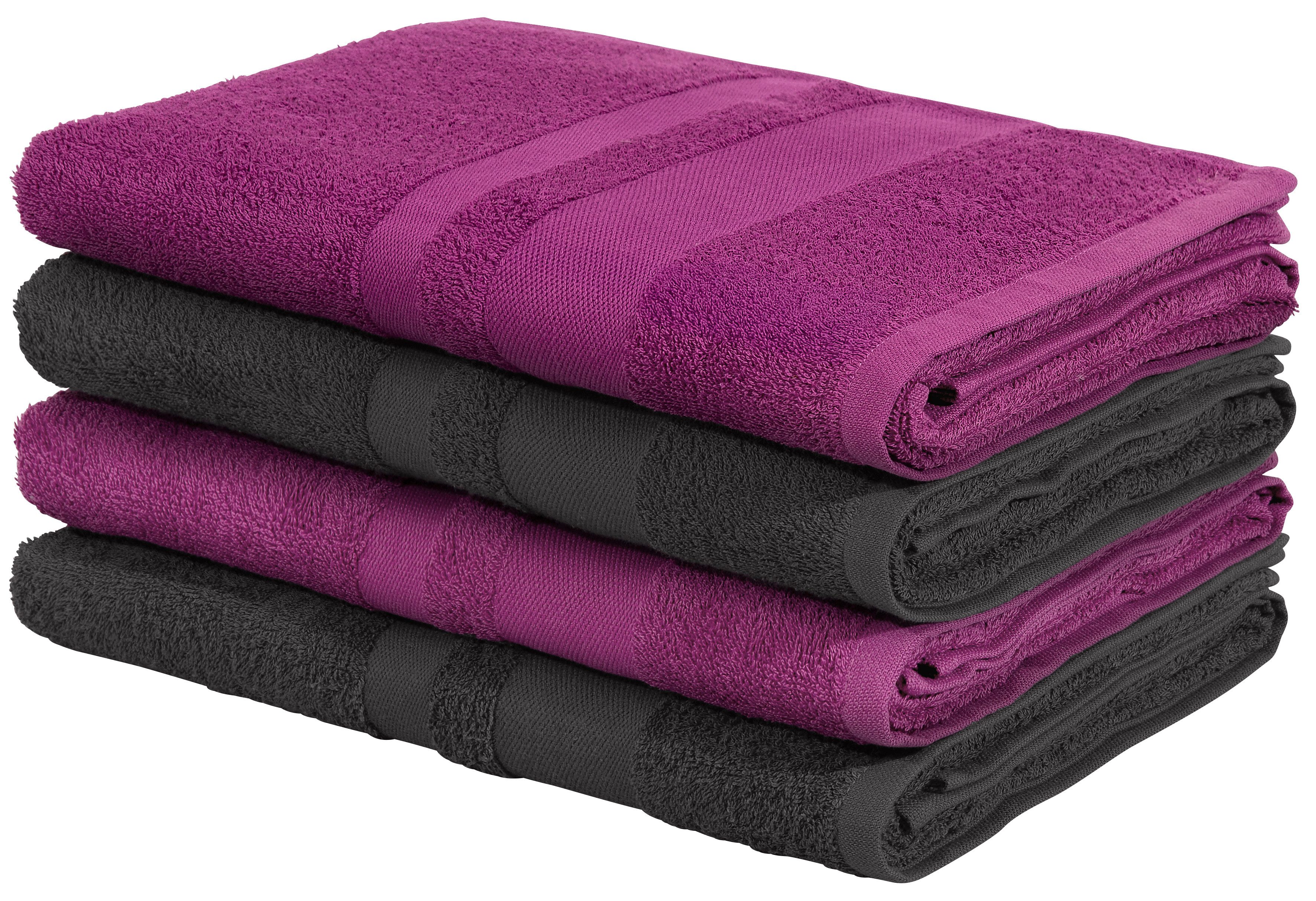 OTTO home Duschtücher Vanessa, 4 Duschtücher, 70x140cm, in Standard- und Premium-Qualität, Walkfrottee (Set, 4-St), Handtücher mit Bordüre, 100% Baumwolle, einfarbig, weich