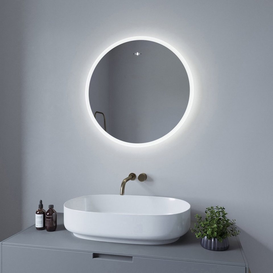 aqualavos badspiegel led rund badspiegel mit beleuchtung ir-sensor