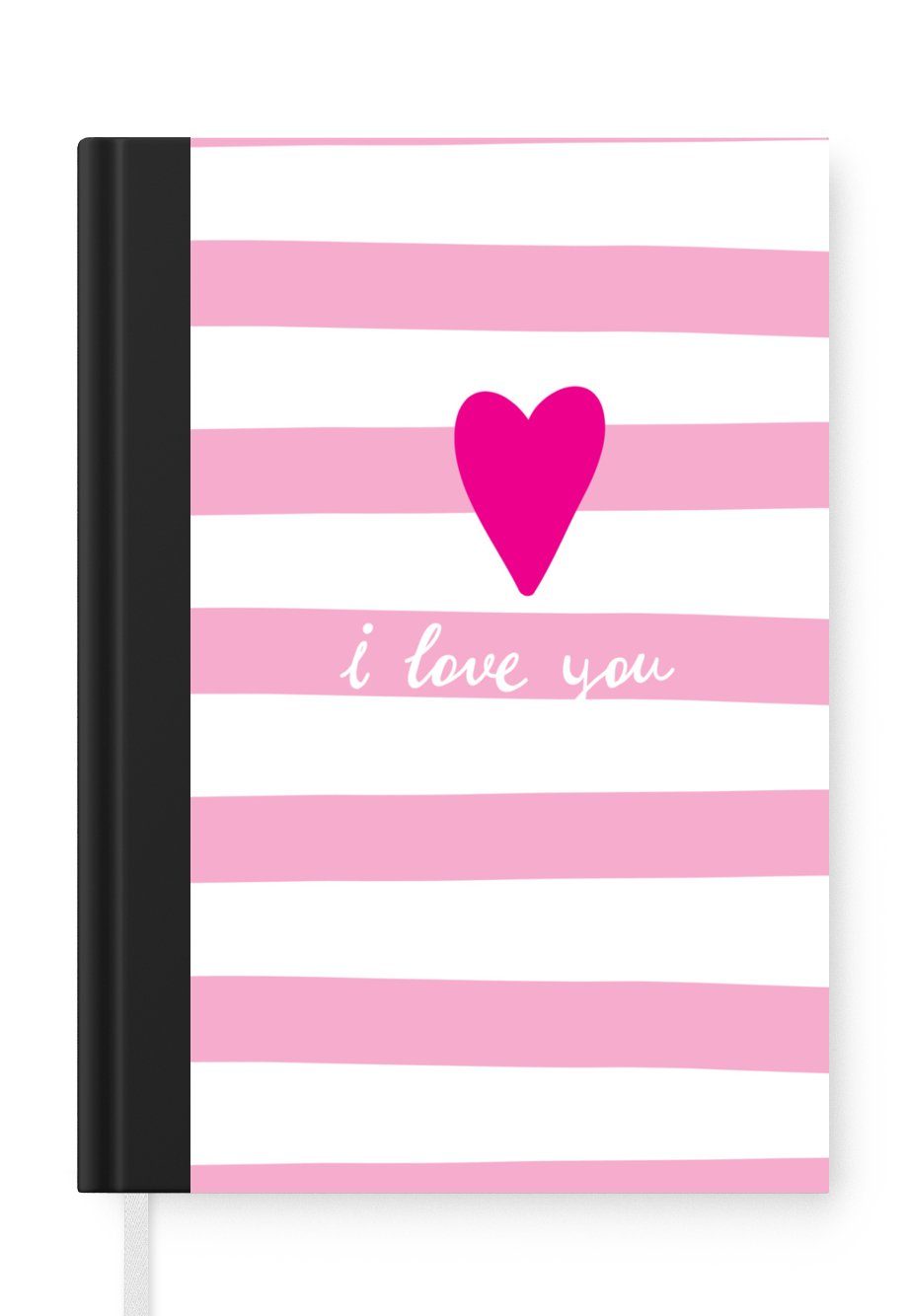 MuchoWow Notizbuch Illustration mit dem Zitat "Ich liebe dich" und einem rosa Herz, Journal, Merkzettel, Tagebuch, Notizheft, A5, 98 Seiten, Haushaltsbuch