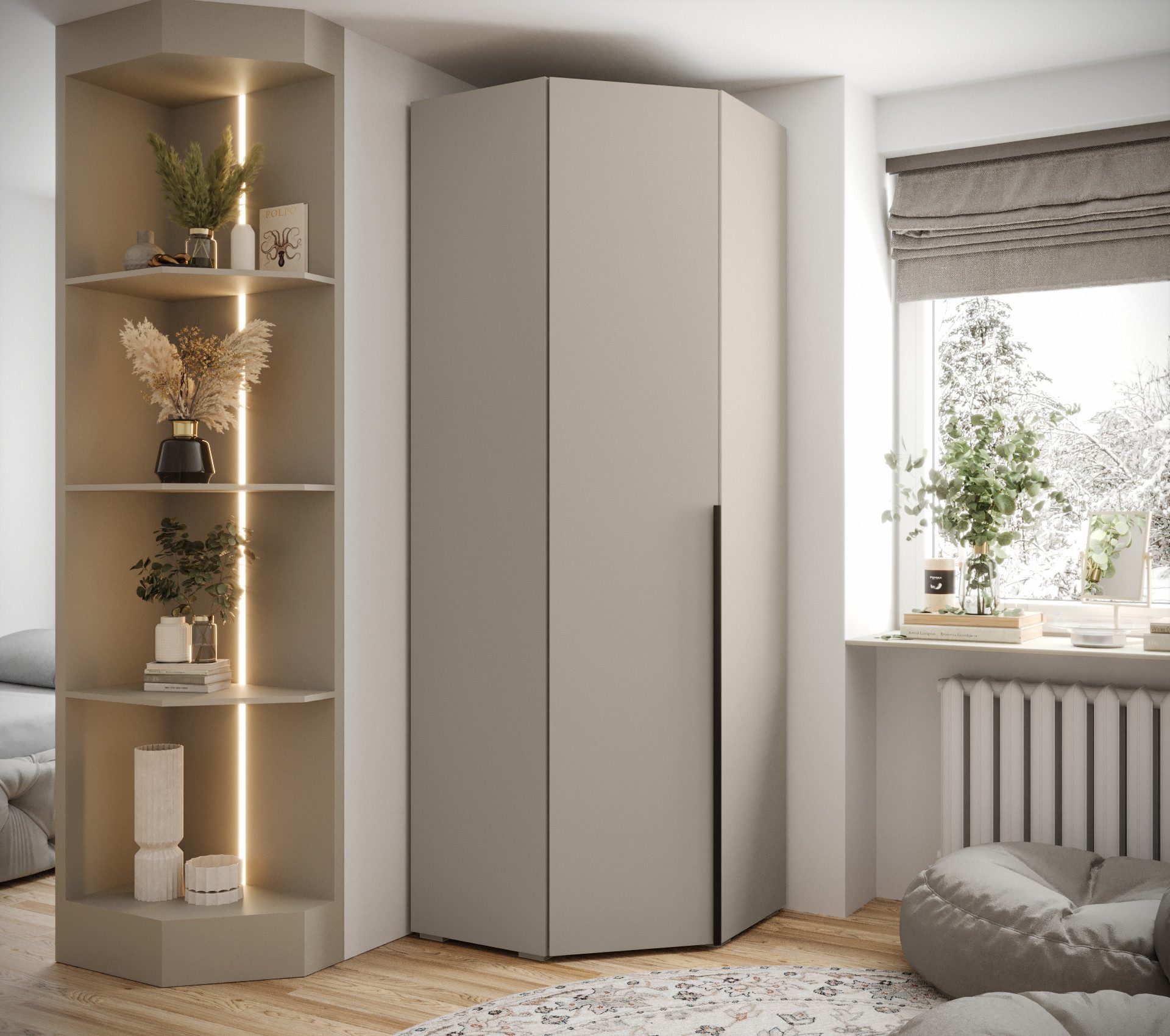 ABIKS MÖBEL Eckschrank Inova 1 Eckkleiderschrank mit Kleiderstange und Rega günstig online kaufen