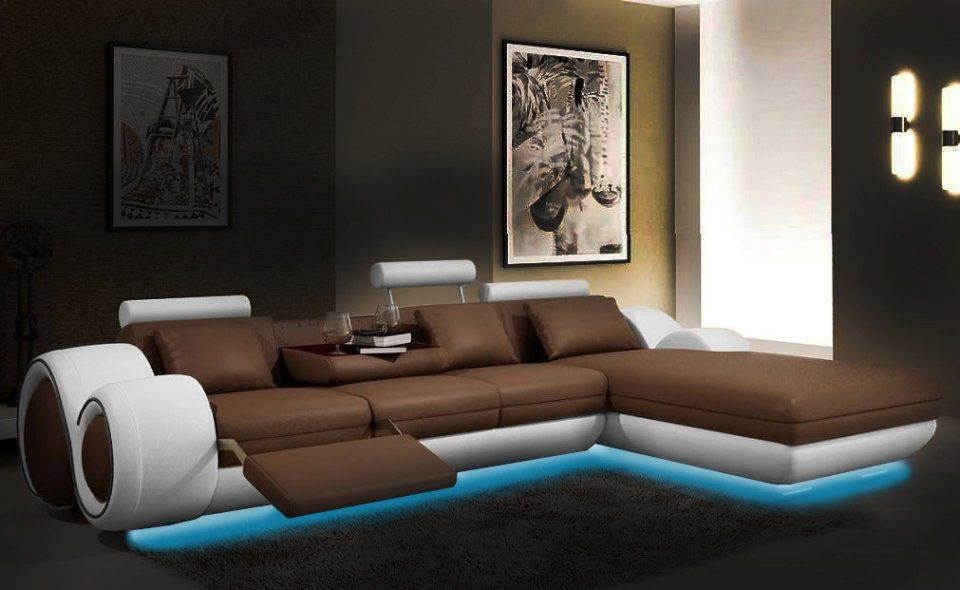 Sofa Ecksofa, Ecke Polster Leder Design Patentiertes JVmoebel Ecksofa Couch
