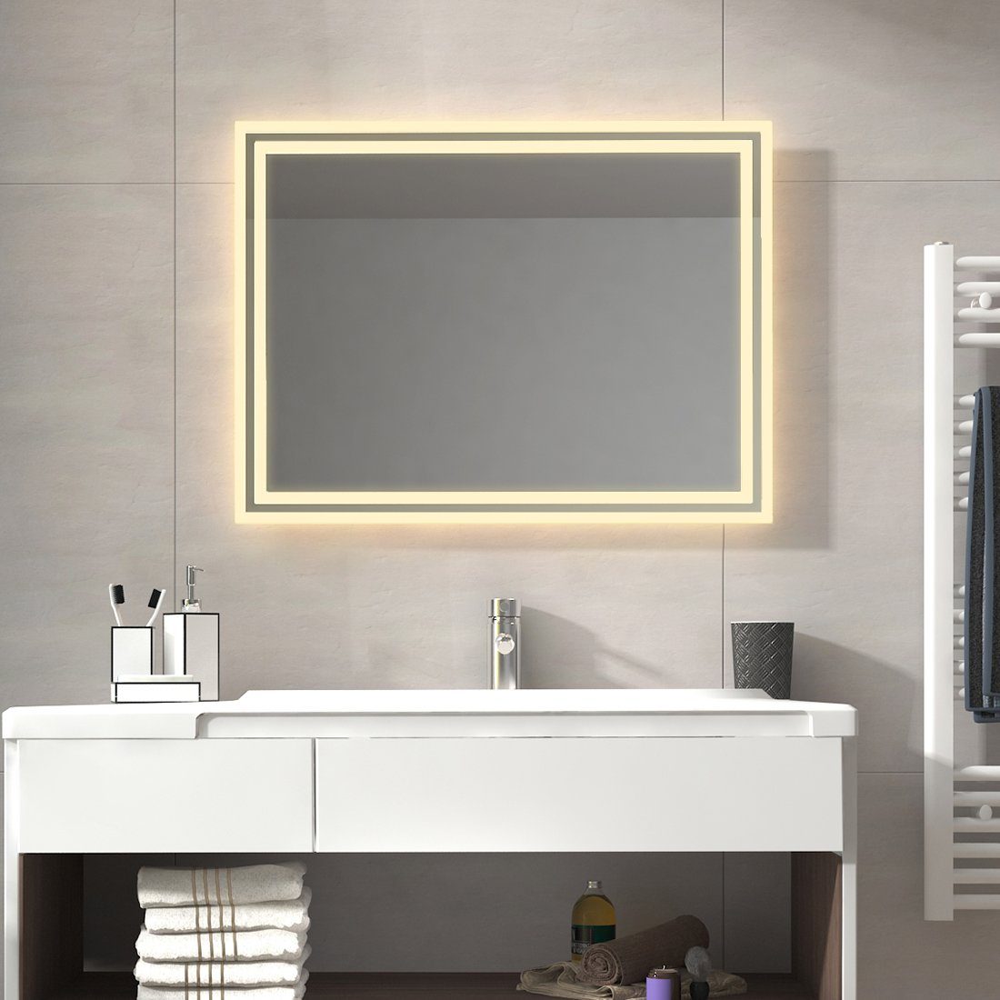 S'AFIELINA Badspiegel LED Badspiegel Badezimmer Wandschalter
