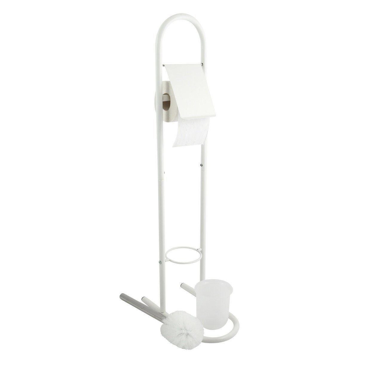 MSV Toilettenpapierhalter WC Standgarnitur 2in1, Kombiniertes Badezimmer Standelement aus Toilettenbürste und Rollenhalter, Bürste Edelstahl, herausnehmbarer In – Bild 2 von 4