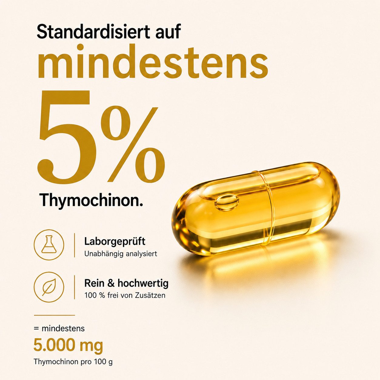 BIOLAVIVA Speiseöl Bio Schwarzkümmelöl Kapseln - hochdosiert - 5% Thymochinon -