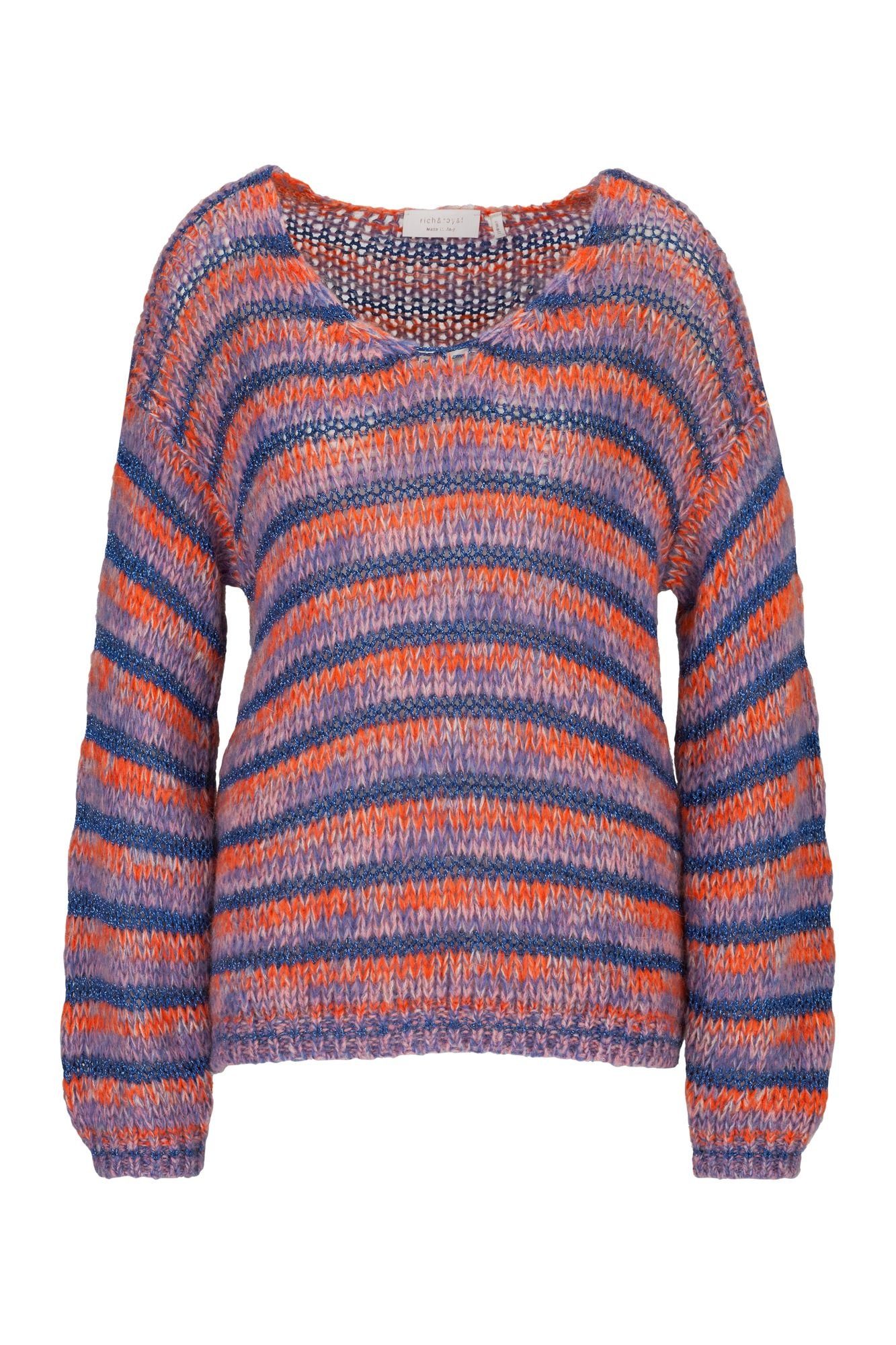Strickpullover V-Ausschnitt gestreift