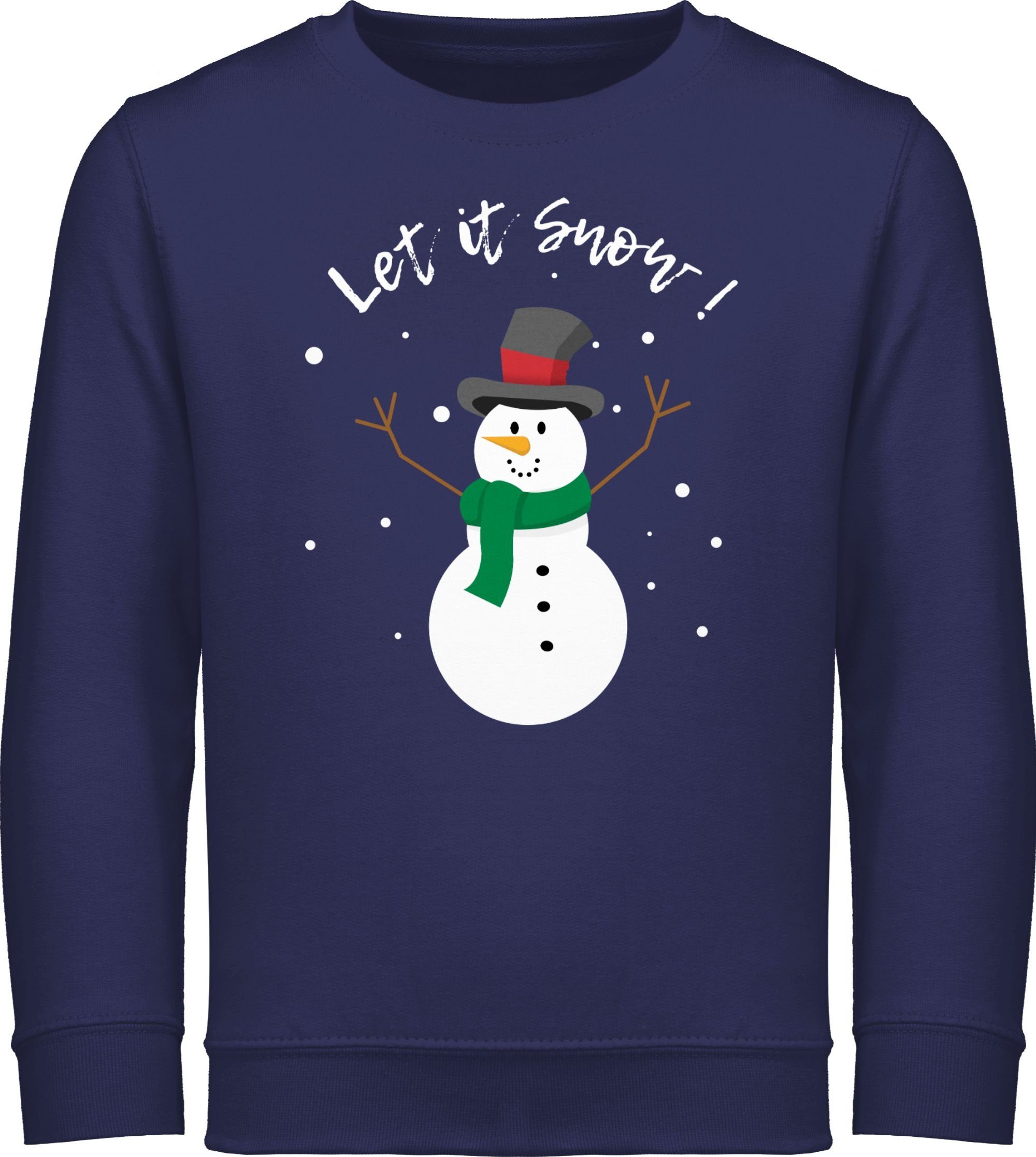 Shirtracer Sweatshirt Schneemann Let it snow Weihnachten Kleidung Kinder 2 Navy Blau