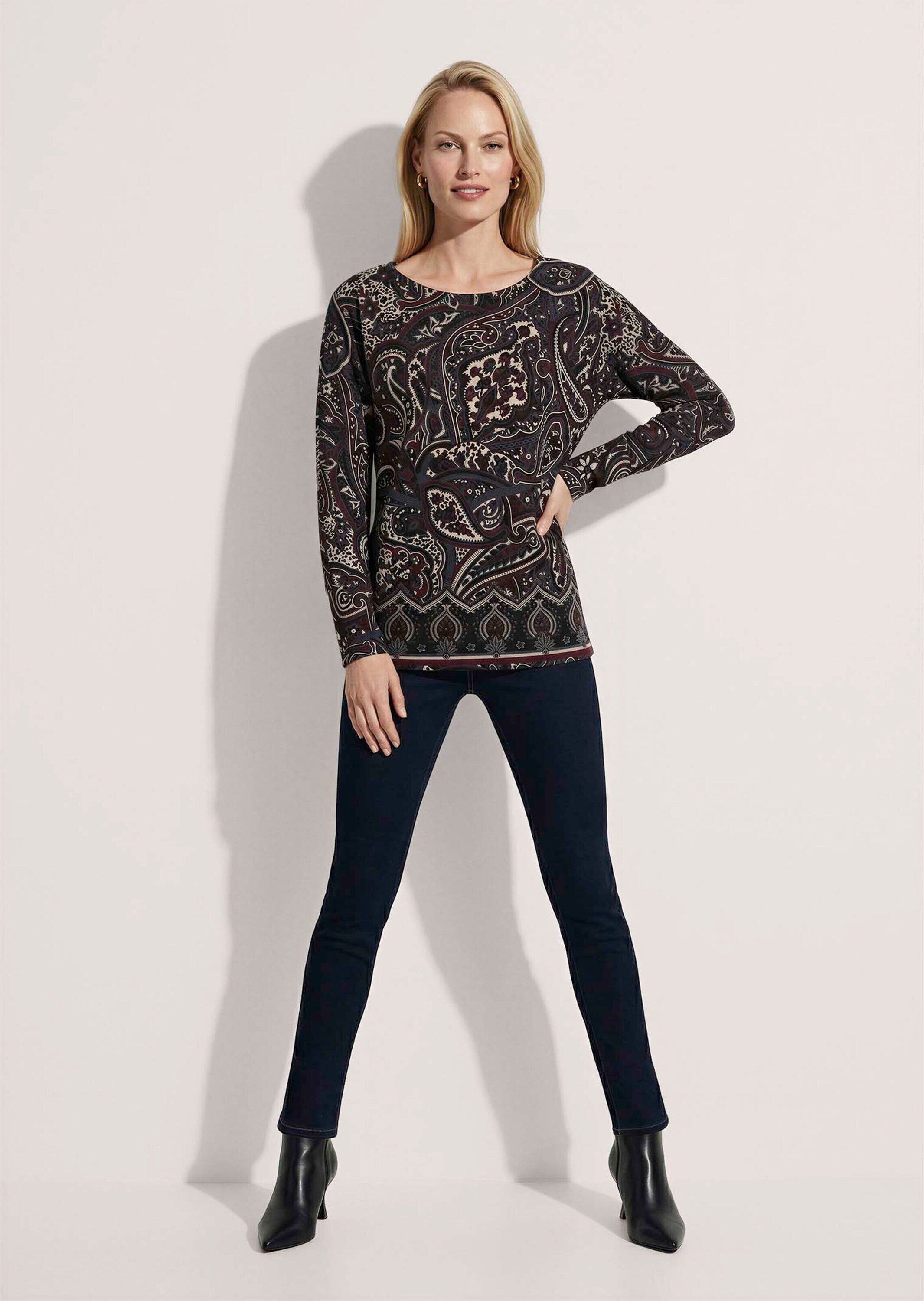 MADELEINE Langarmshirt Sweatshirt mit Paisley-Druck Weit fallend & hoch geschlossen