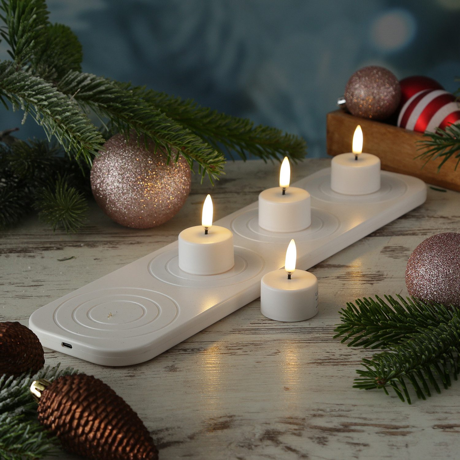 UYUNI Lighting LED-Kerze LED Mini Teelichter aufladbar 4Stück mit Ladestati günstig online kaufen