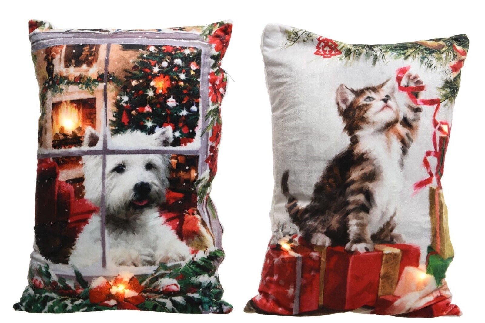 Lumineo LED Dekoobjekt LED Kissen Motiv Hund/Katze weihnachtlich batterbetrieben Stückpreis