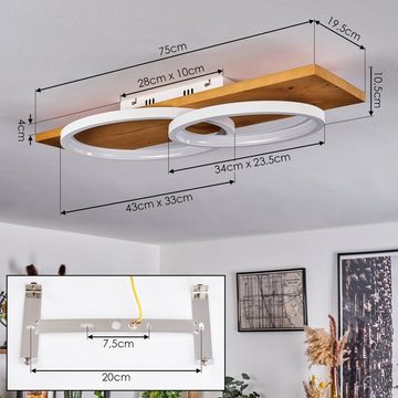 hofstein Deckenleuchte »Palermo« moderne Deckenlampe aus Metall/Holz/Kunststoff in Natur/Weiß, 3000 Kelvin, 75cm, dimmbar über Lichtschalter, 3500 Lumen, 1xLED 30 Watt