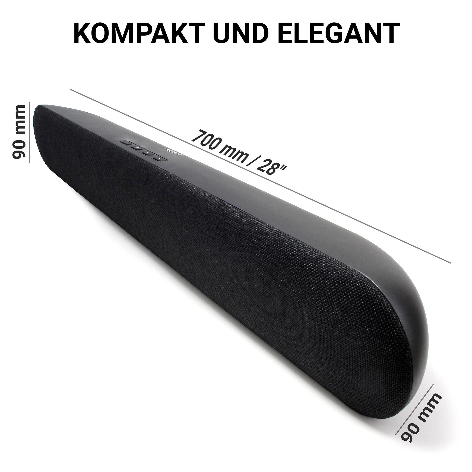 Xoro HSB 70 2.0 Soundbar USB Anschluss Bluetooth HDMI ARC Soundbar 2 (60 W, Kraftvolle 60‑W‑Soundbar mit HDMI ARC und integriertem USB‑Player)