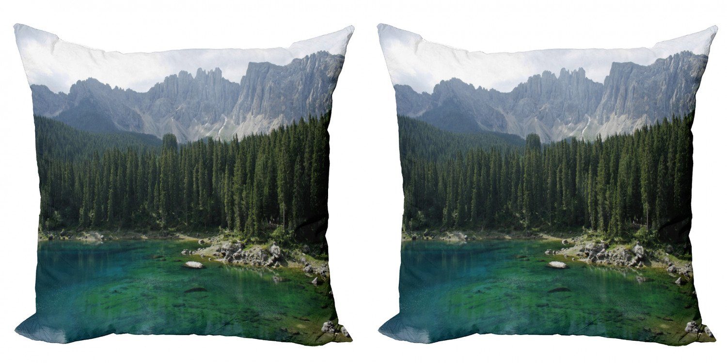 Kissenbezüge Modern Accent Doppelseitiger Digitaldruck, Abakuhaus (2 Stück), Wald Luftaufnahme Pines See